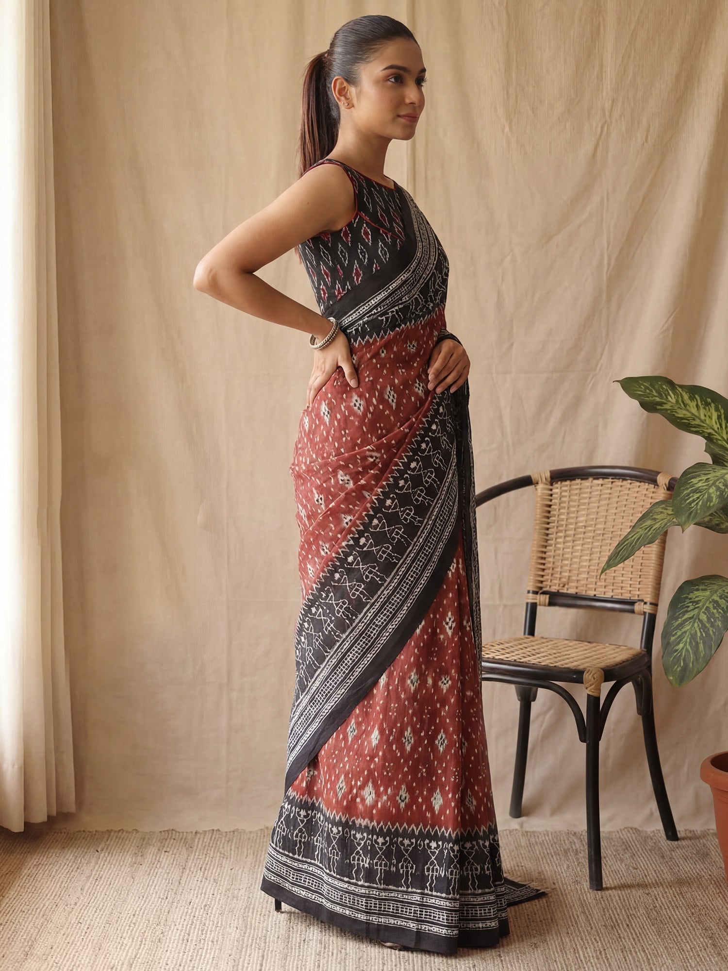 Ikat Patola Print : Cotton Mulmul Saree - Ressa