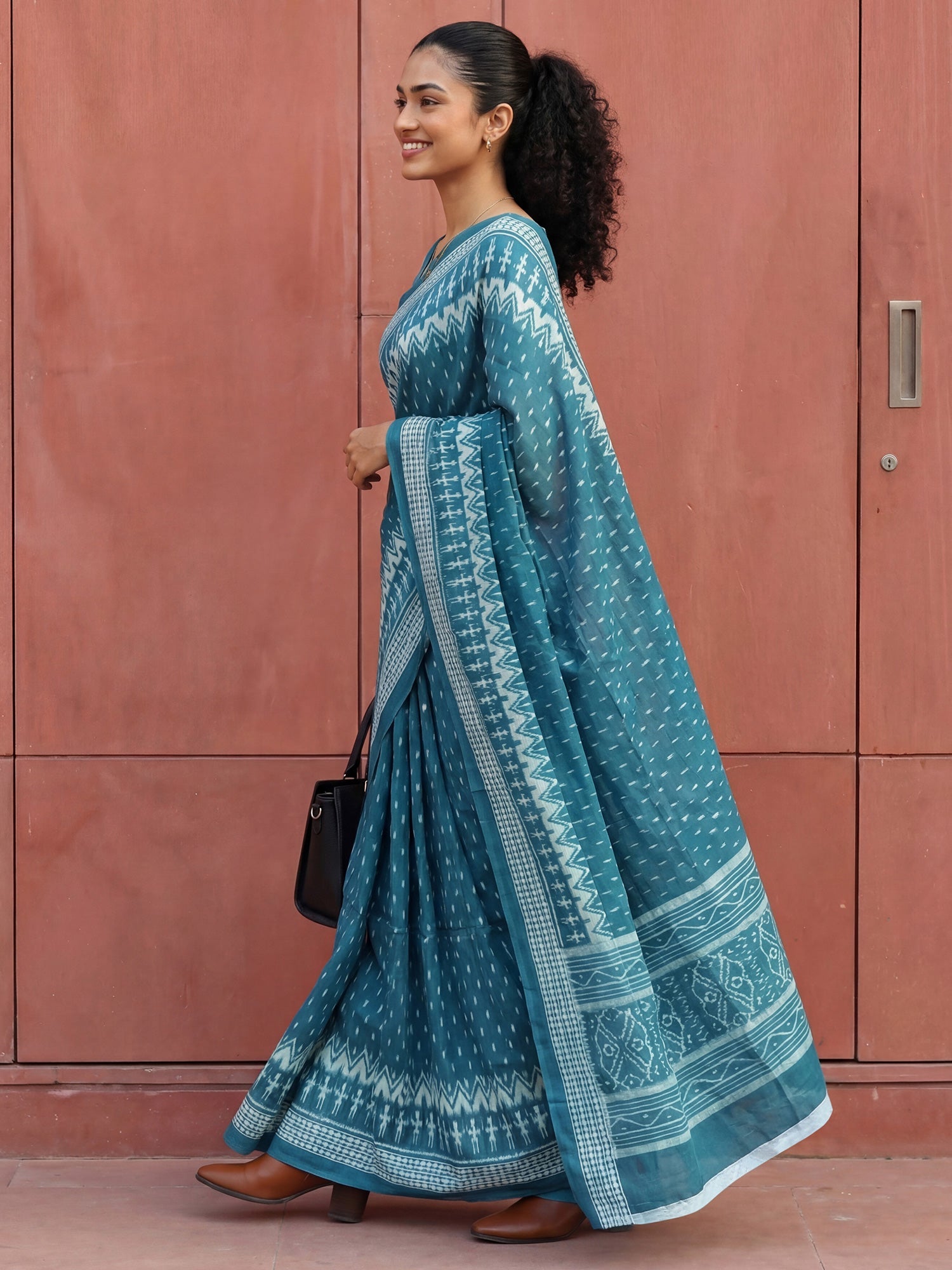 Ikat & Warli Print Cotton Mulmul Saree - Ressa