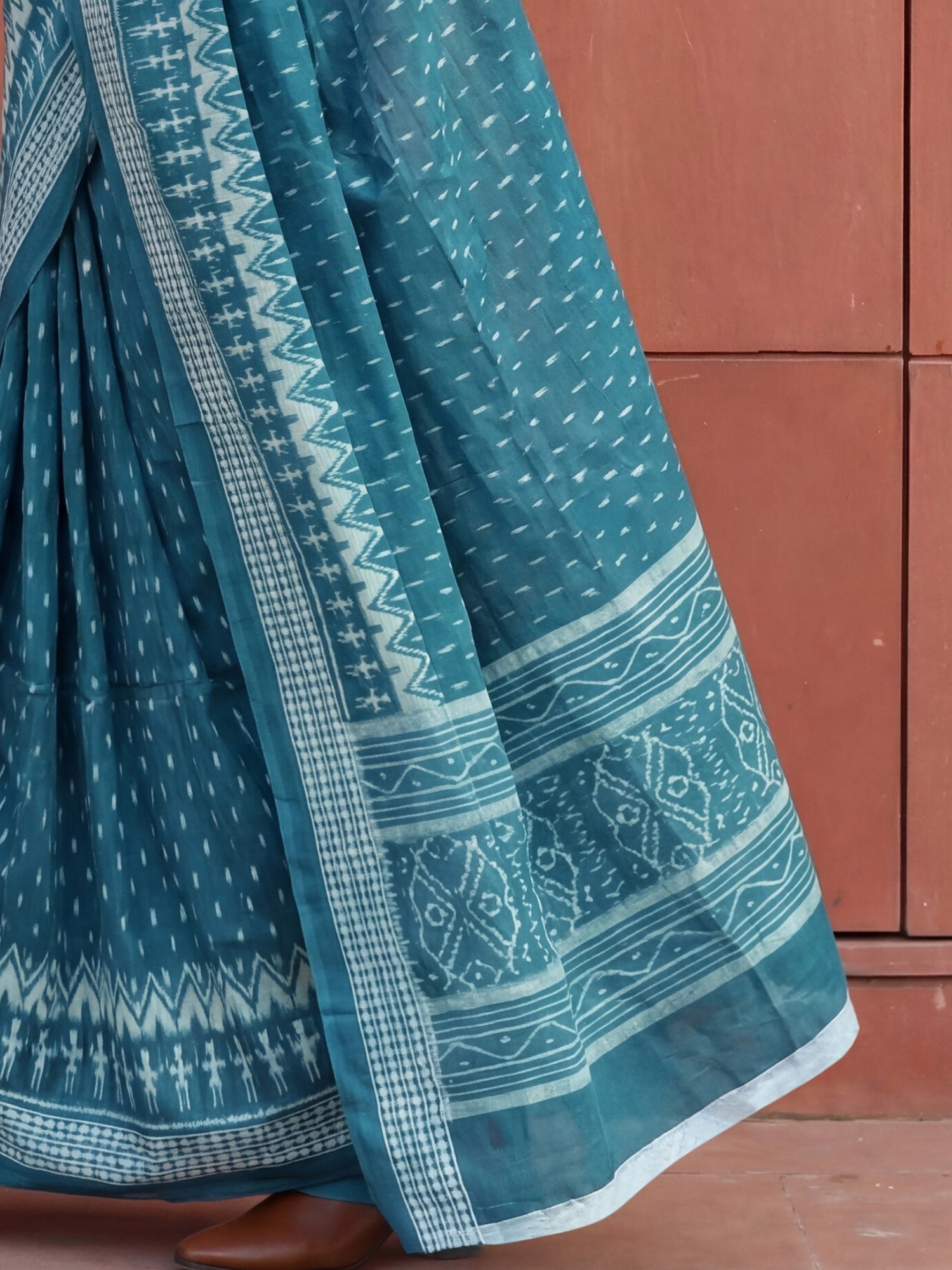Ikat & Warli Print Cotton Mulmul Saree - Ressa