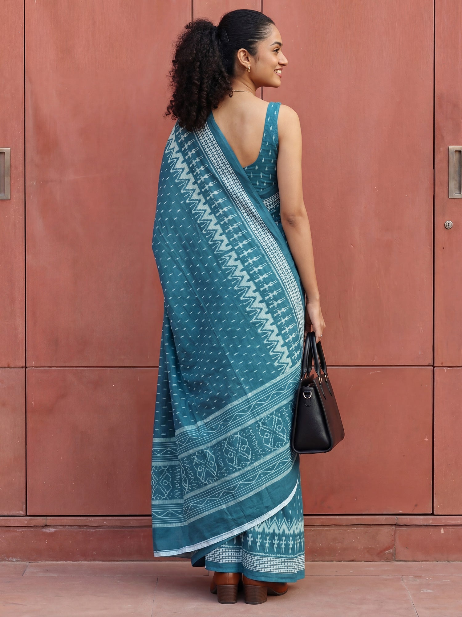 Ikat & Warli Print Cotton Mulmul Saree - Ressa
