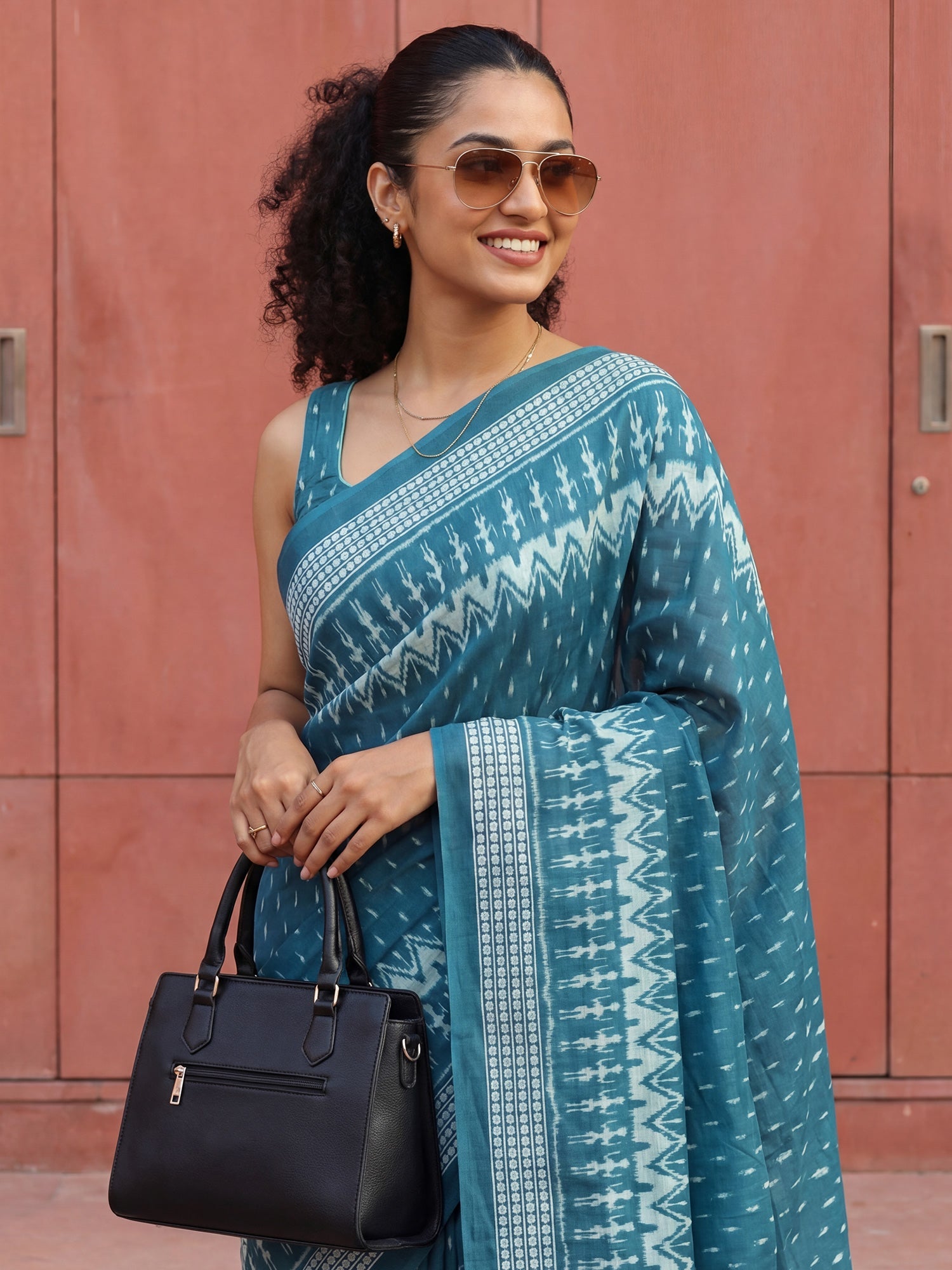 Ikat & Warli Print Cotton Mulmul Saree - Ressa