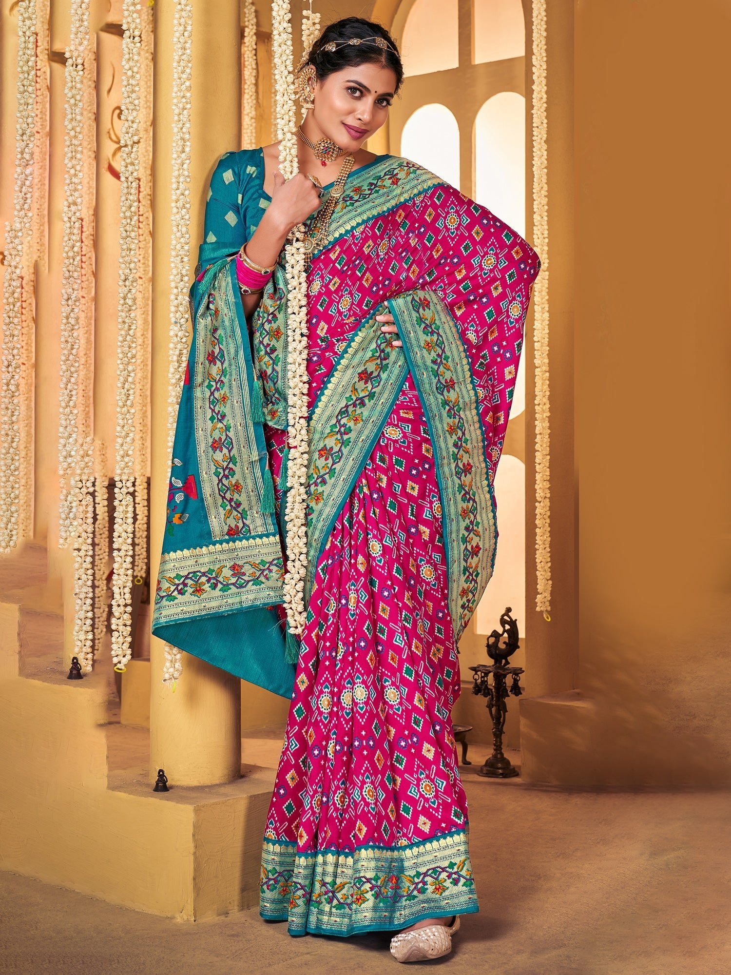 Ikkat Patola Silk Saree with Foil - Ressa