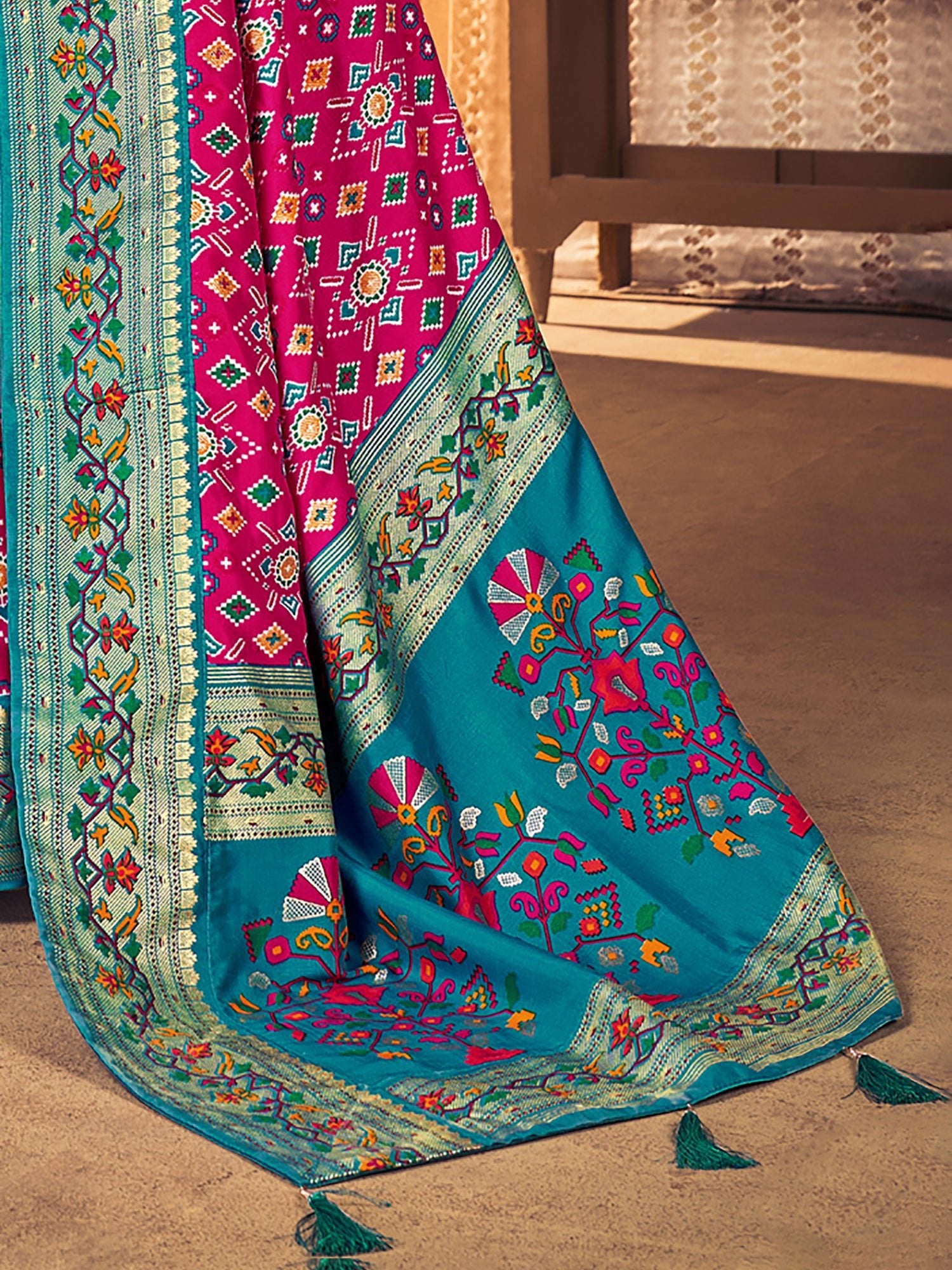 Ikkat Patola Silk Saree with Foil - Ressa