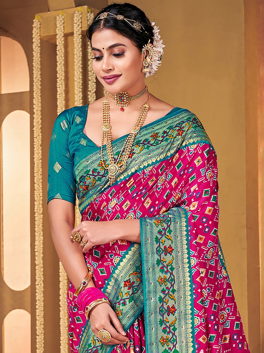 Ikkat Patola Silk Saree with Foil - Ressa