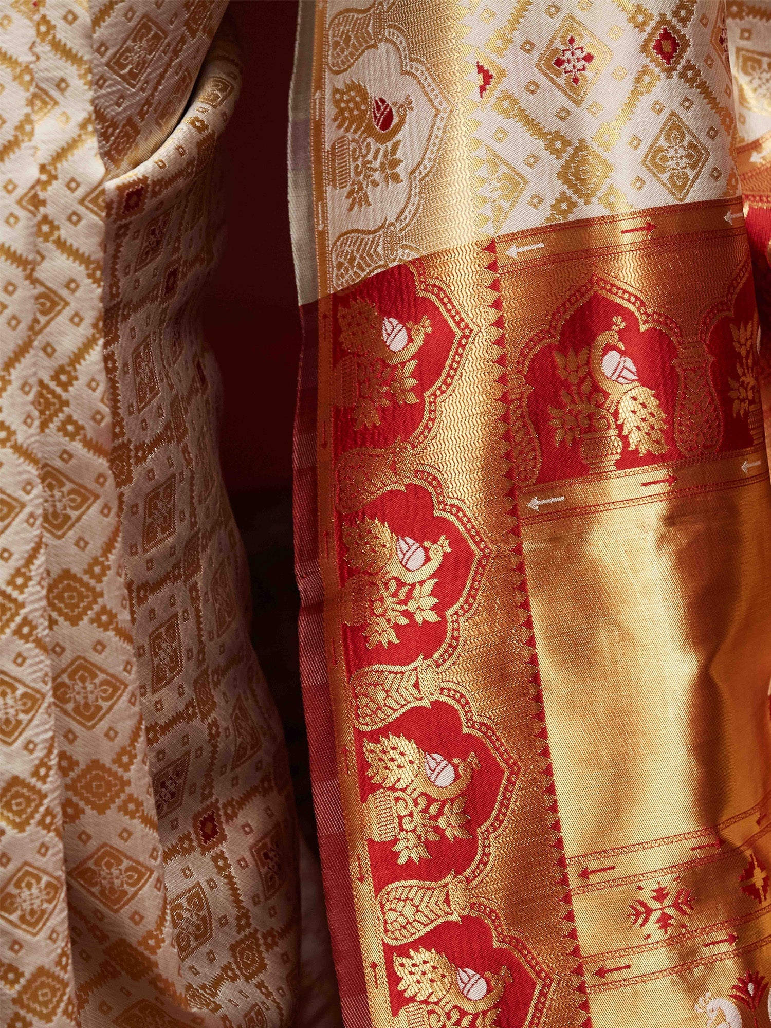 Ivory Cream Banarasi Silk Saree - Ressa