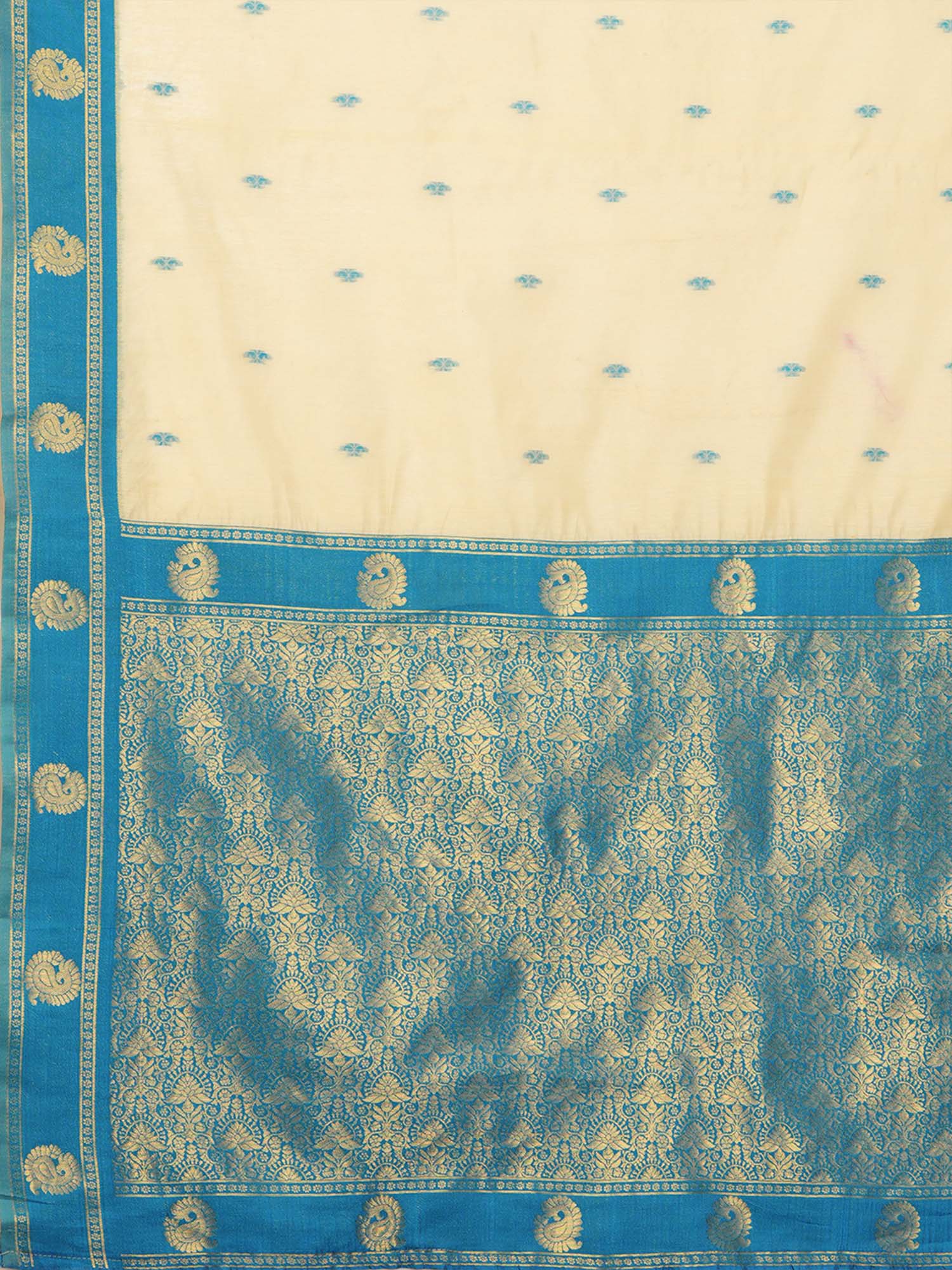 Ivory Cream Kanjivaram Pure Silk Saree - Ressa