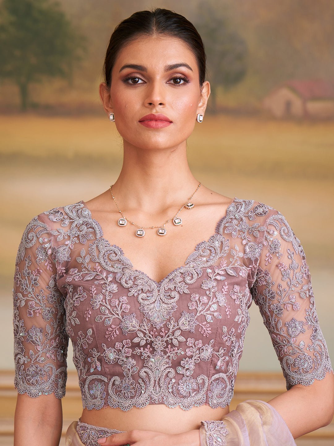 Ivory Embellished Sequinned Pure Chiffon Saree - Ressa