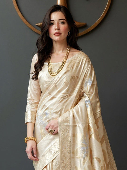 Ivory Jari Weave Saree - Ressa