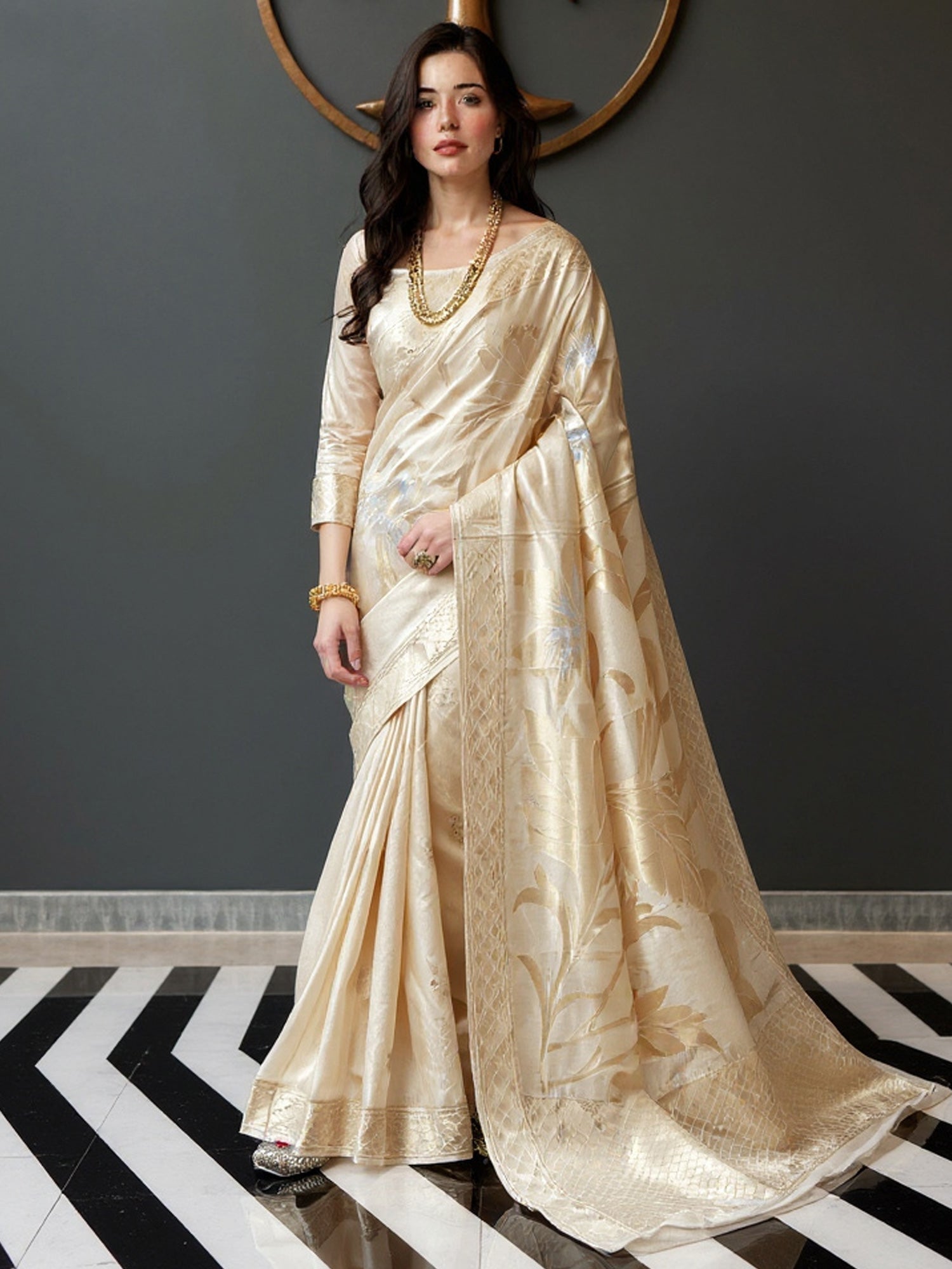Ivory Jari Weave Saree - Ressa