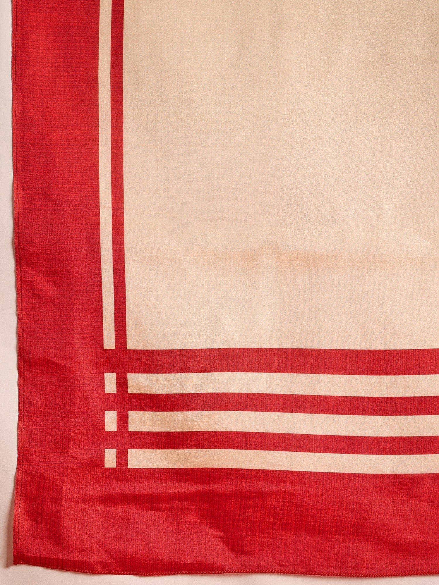 Ivory Murshidabad Silk Saree with Red Durga Devi Medallion Motifs, Lal Paar Border, Digital Durga Pallu & Red Blouse - Ressa