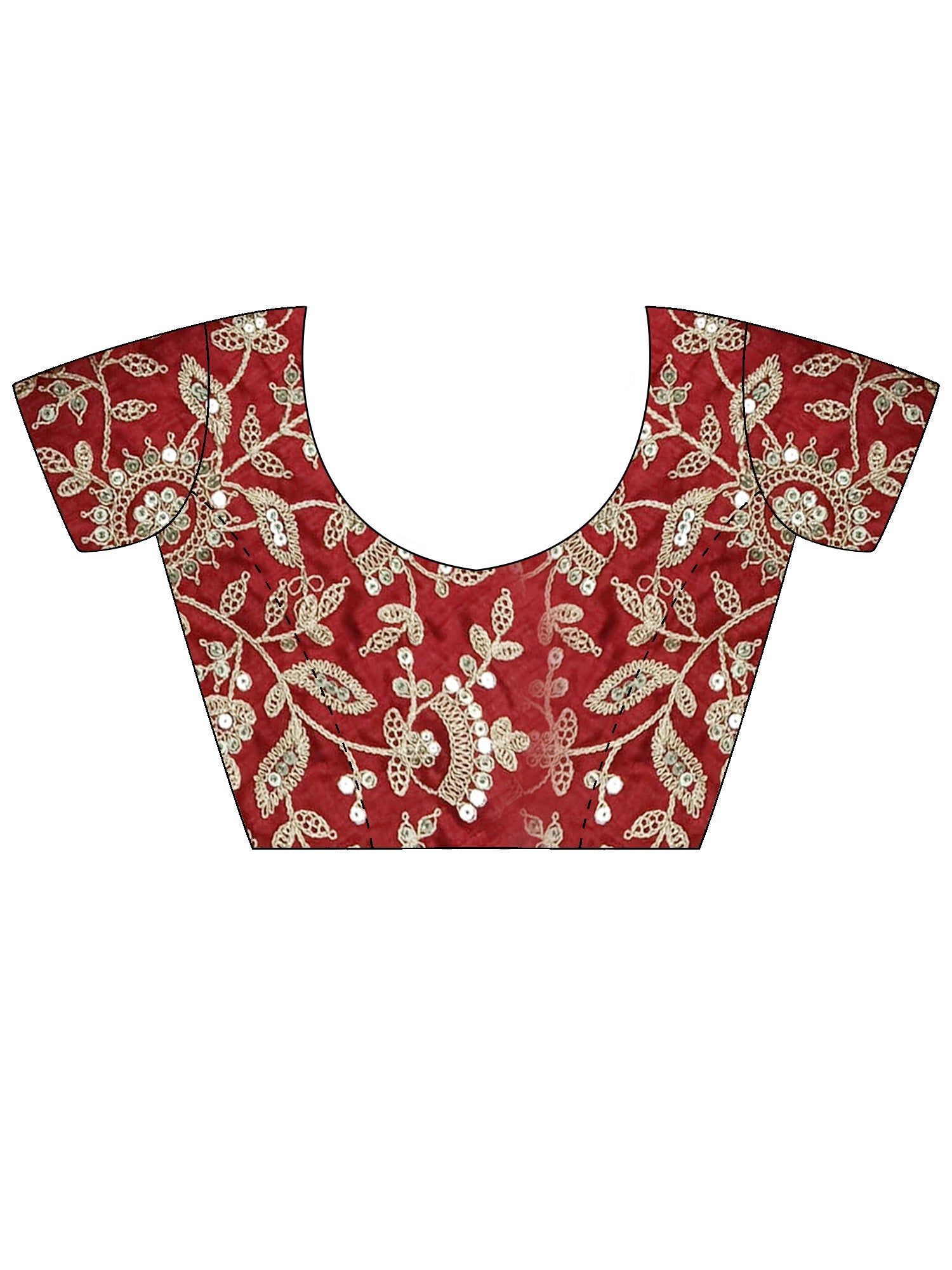 Ivory Organza Saree with Red Embroidered Blouse - Ressa