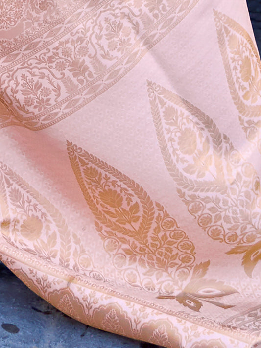 Ivory peach Jari Woven Banarasi Saree - Ressa