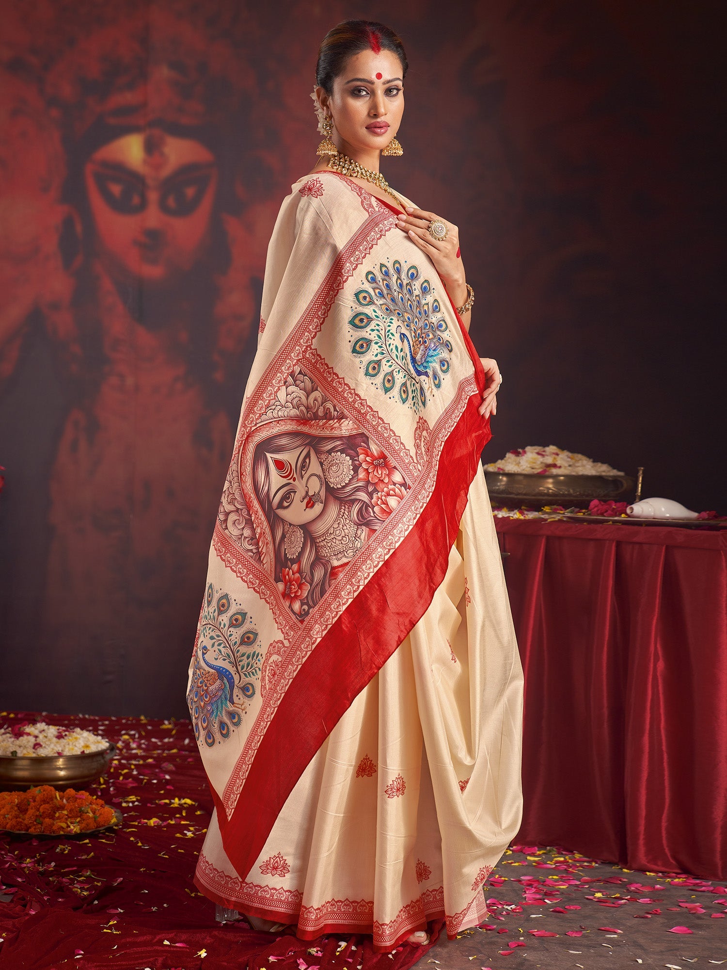 Ivory Pooja Silk Saree - Ressa