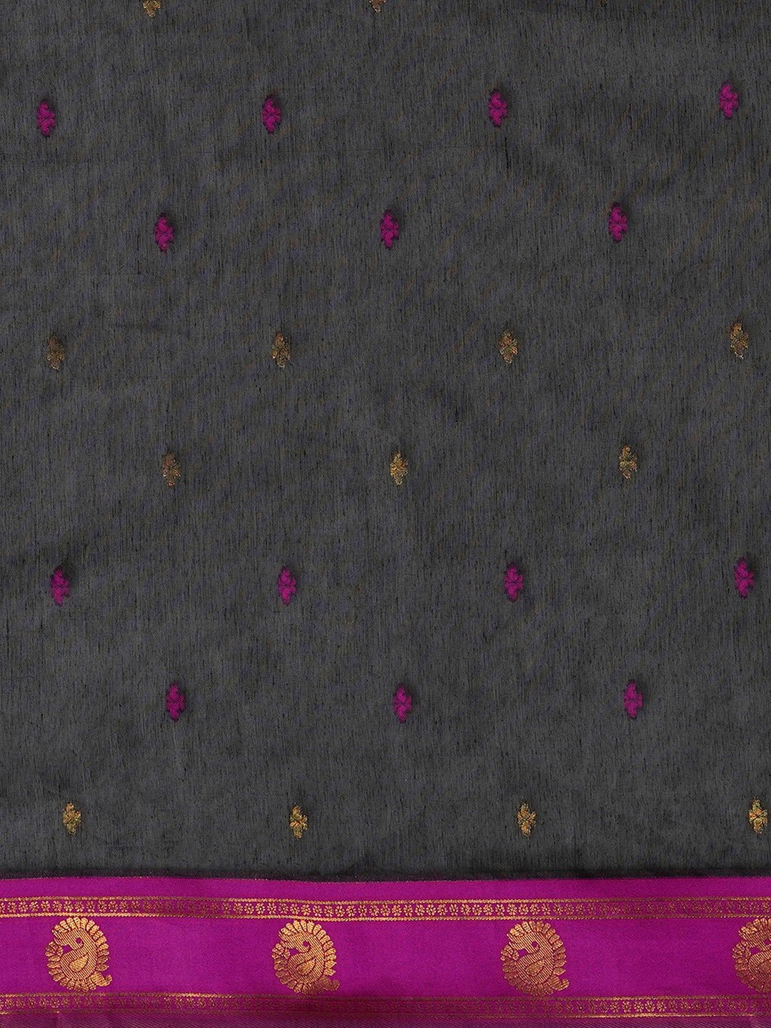 Jet Black Maheshwari Silk Saree - Ressa
