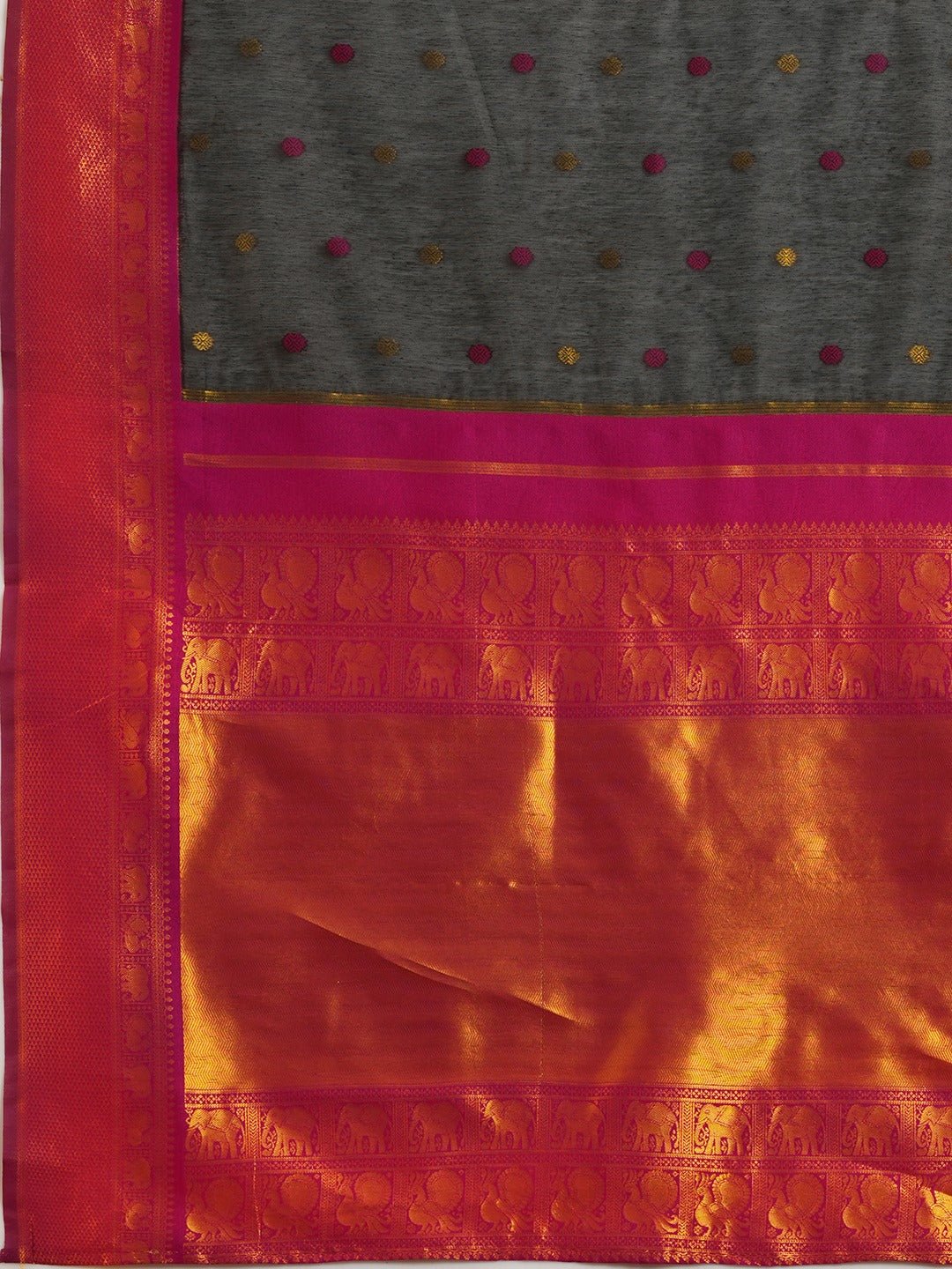 Jet Black Maheshwari Silk Saree - Ressa