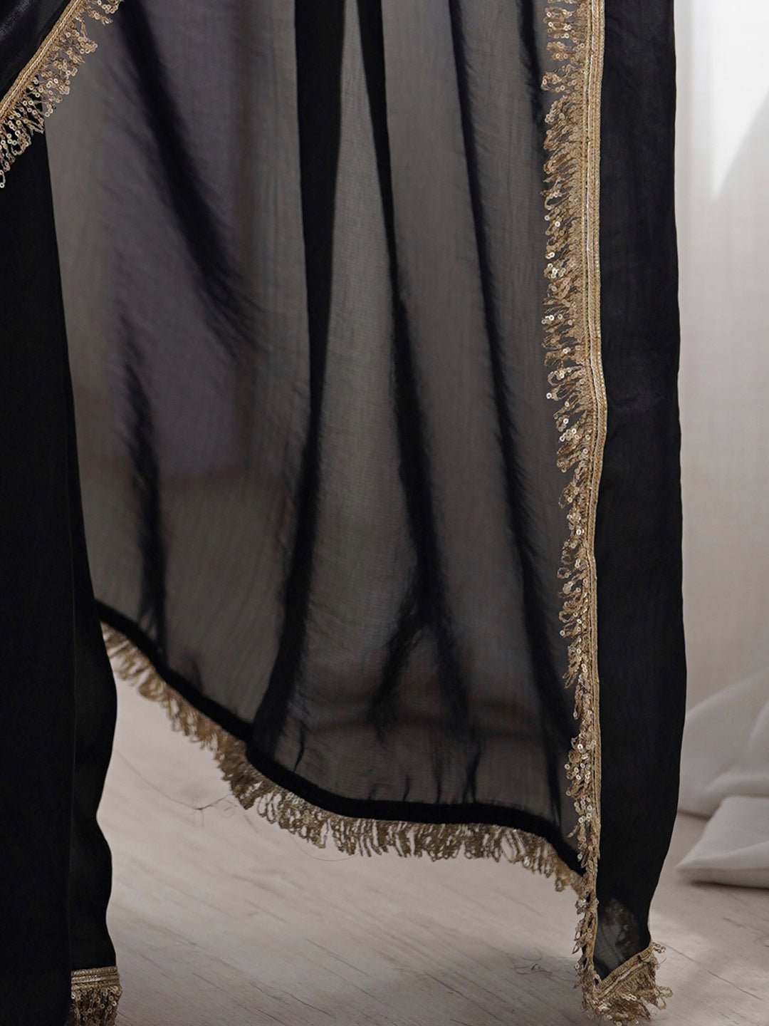 Jet Black Organza Saree - Ressa