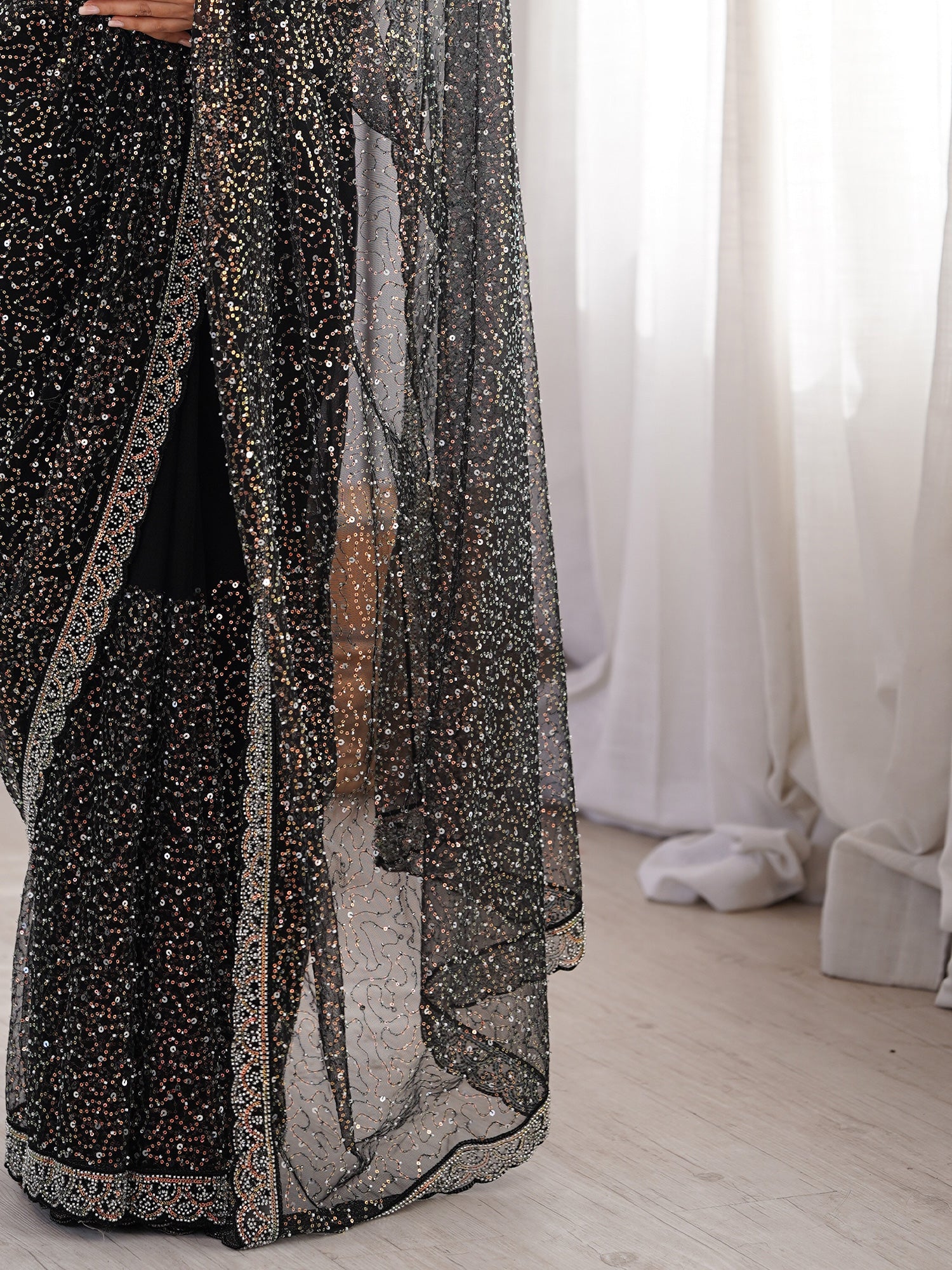 Jet Black Saree - Ressa