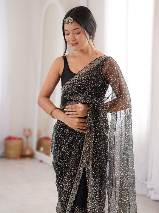 Jet Black Saree - Ressa