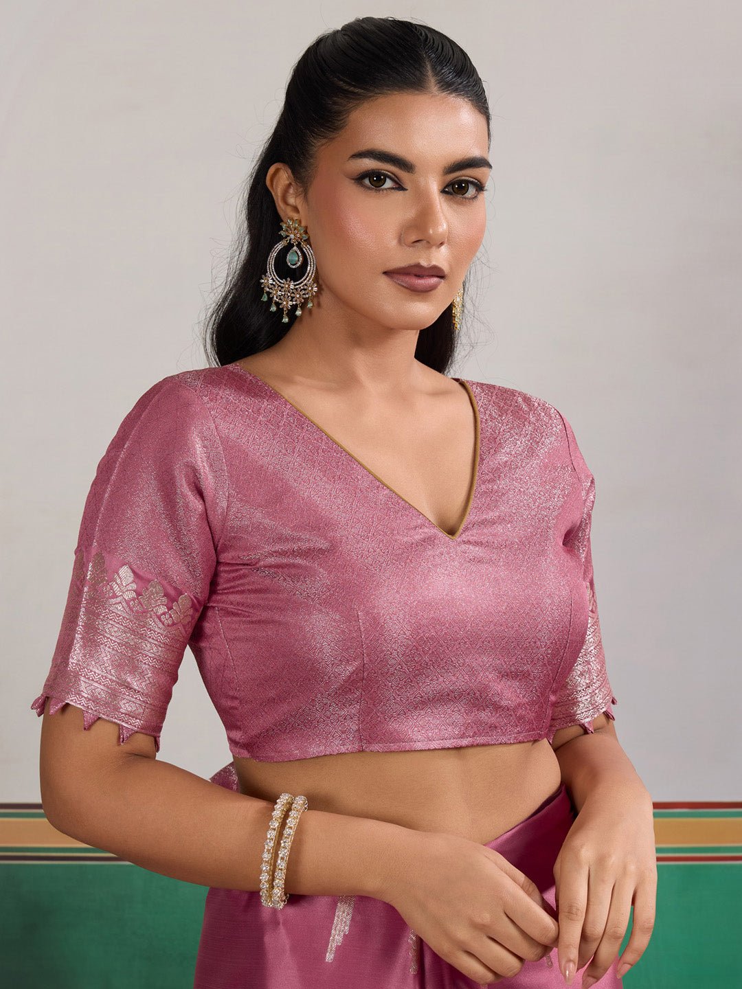 Mauve Satin Banarsi Silk Saree - Ressa