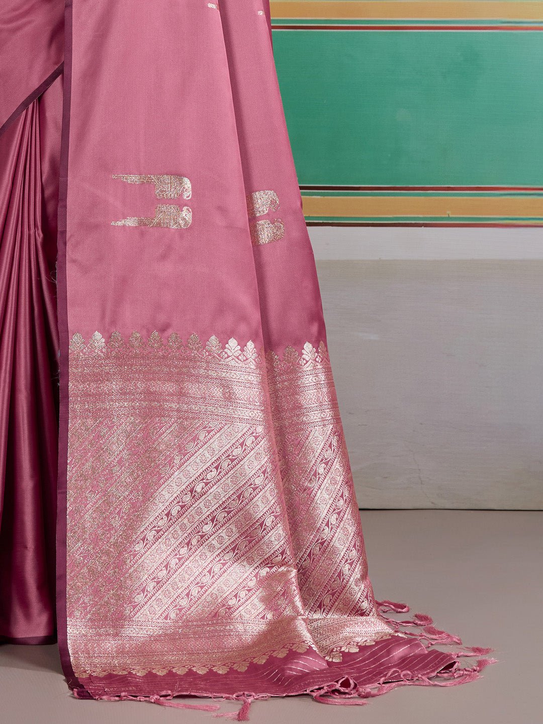 Mauve Satin Banarsi Silk Saree - Ressa