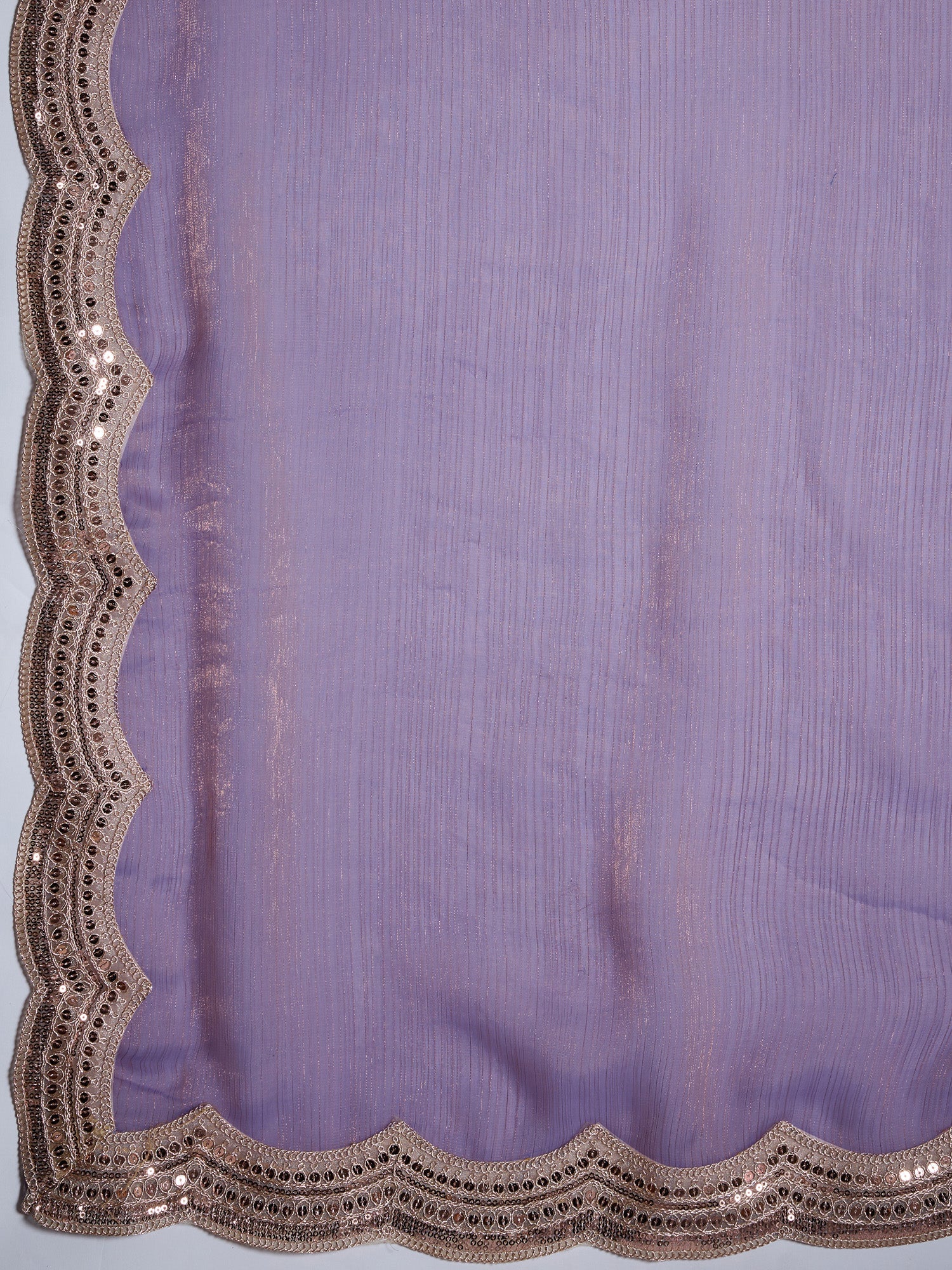 Lavender Chiffon Sequin Embroidery Saree - Ressa