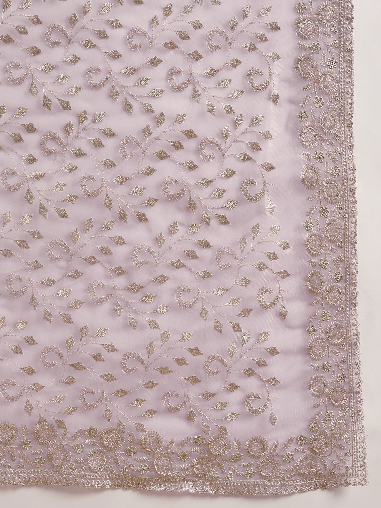 Lavender Embroidered Organza Saree - Ressa