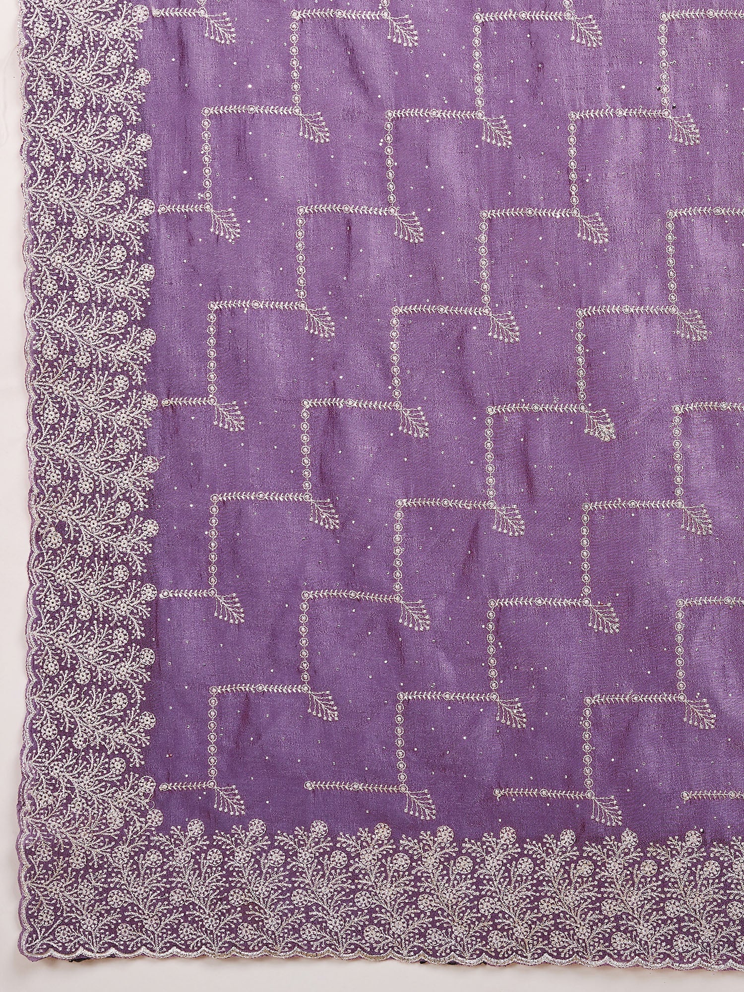 Lavender Embroidered Silk Saree - Ressa