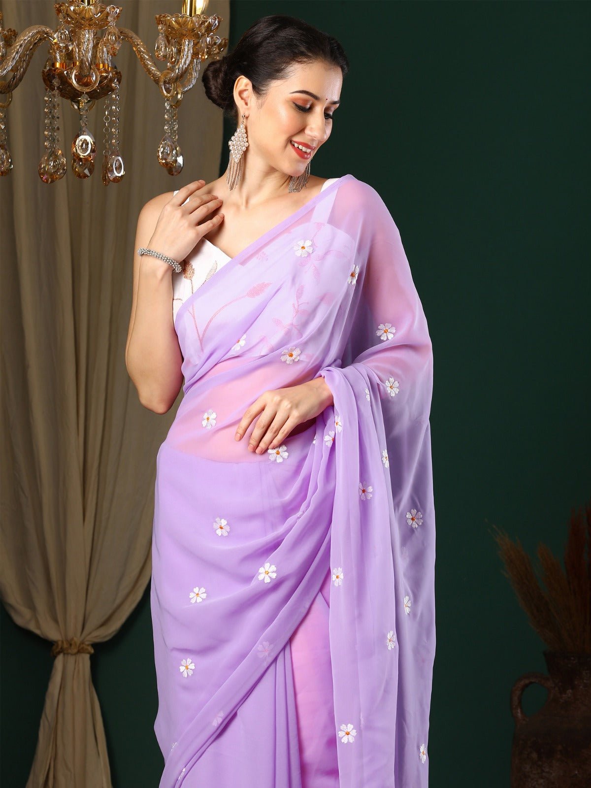 Lavender Georgette Saree - Ressa
