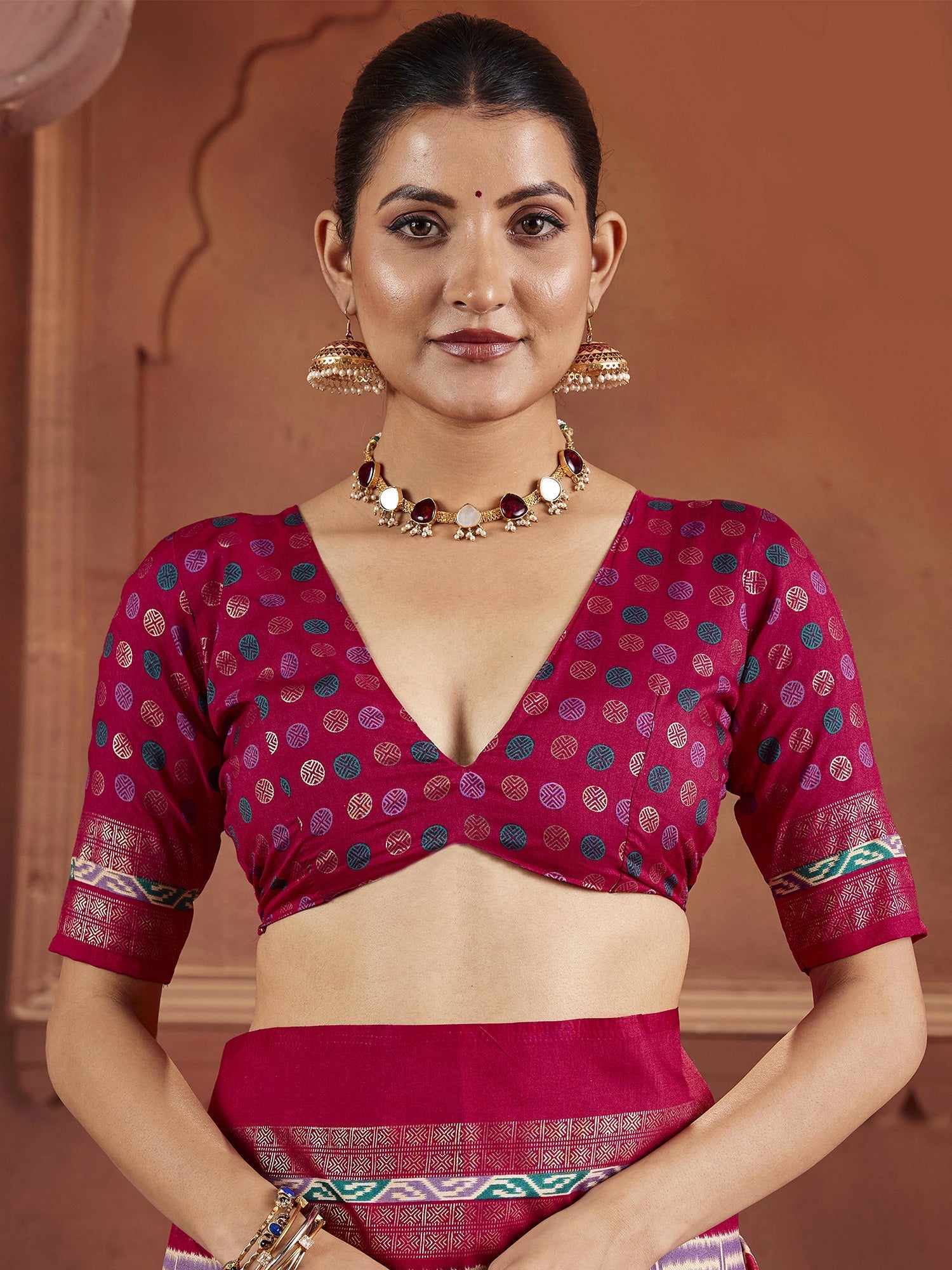 Lavender & Magenta Patola Silk Saree with Ikat Weave - Ressa