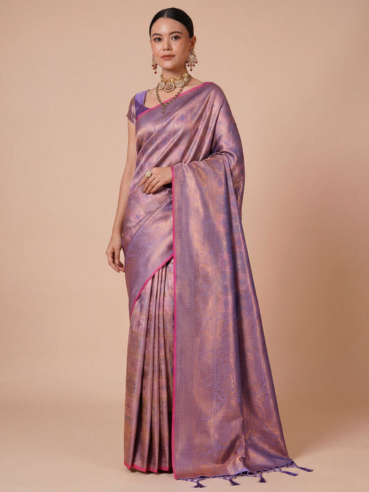 Lavender Mauve KANJEEVARAM Silk Saree - Ressa