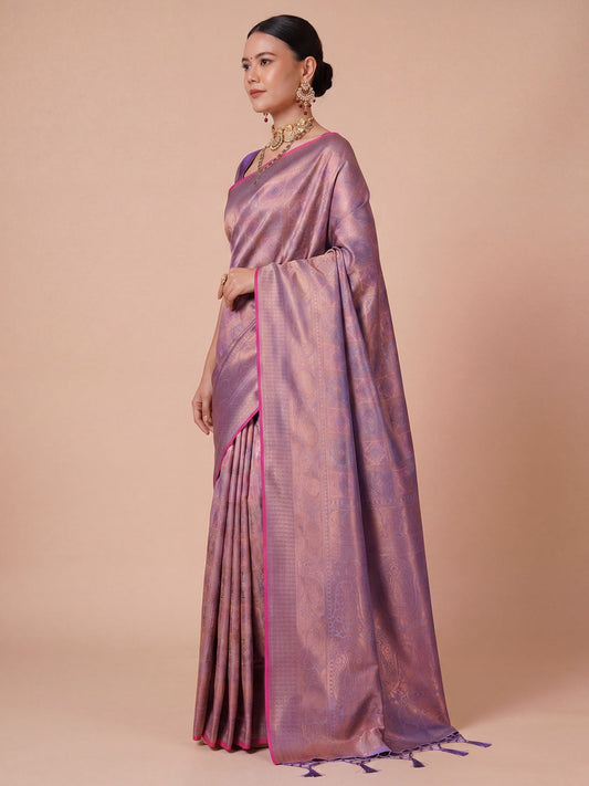 Lavender Mauve KANJEEVARAM Silk Saree - Ressa