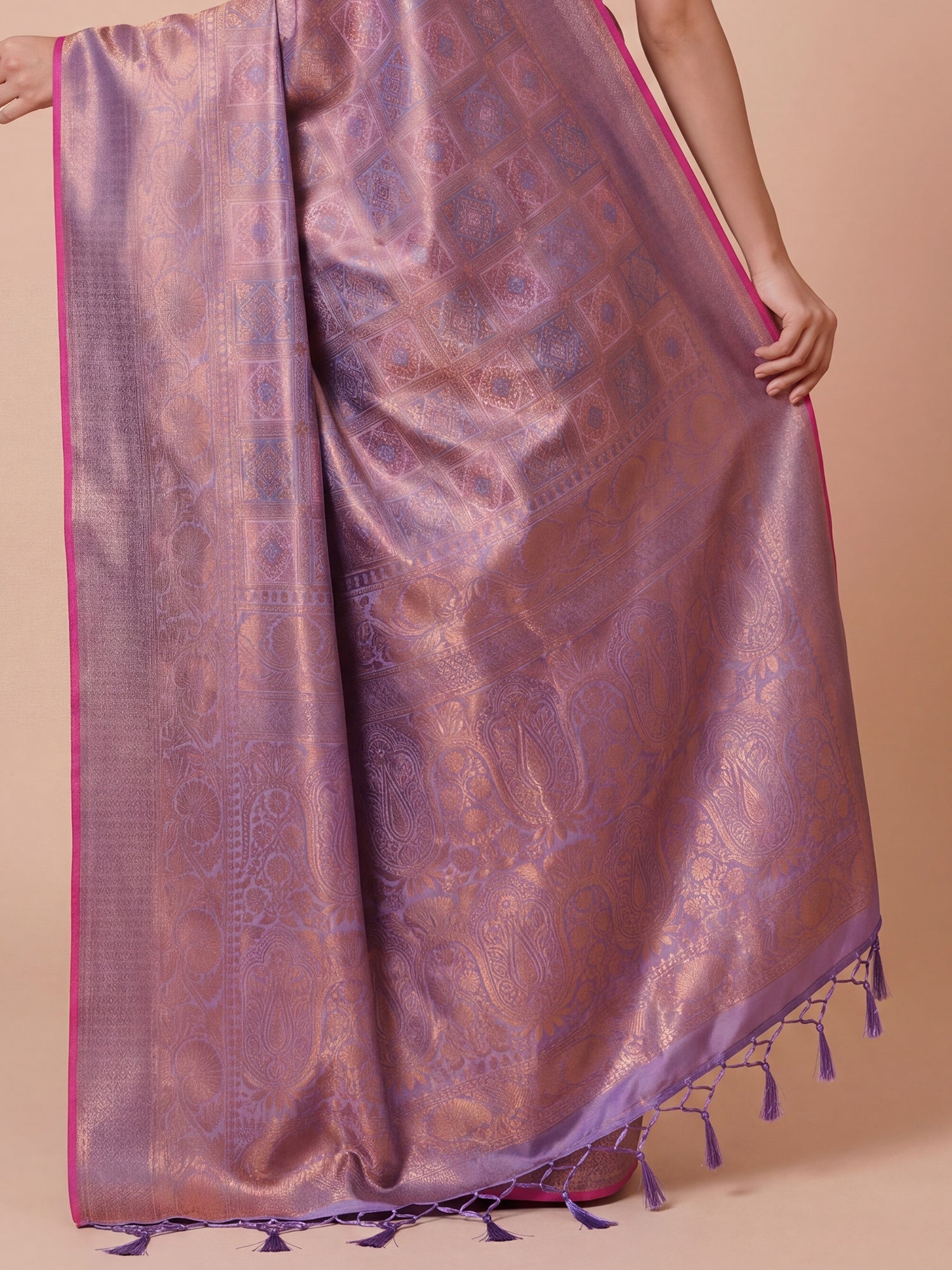 Lavender Mauve KANJEEVARAM Silk Saree - Ressa
