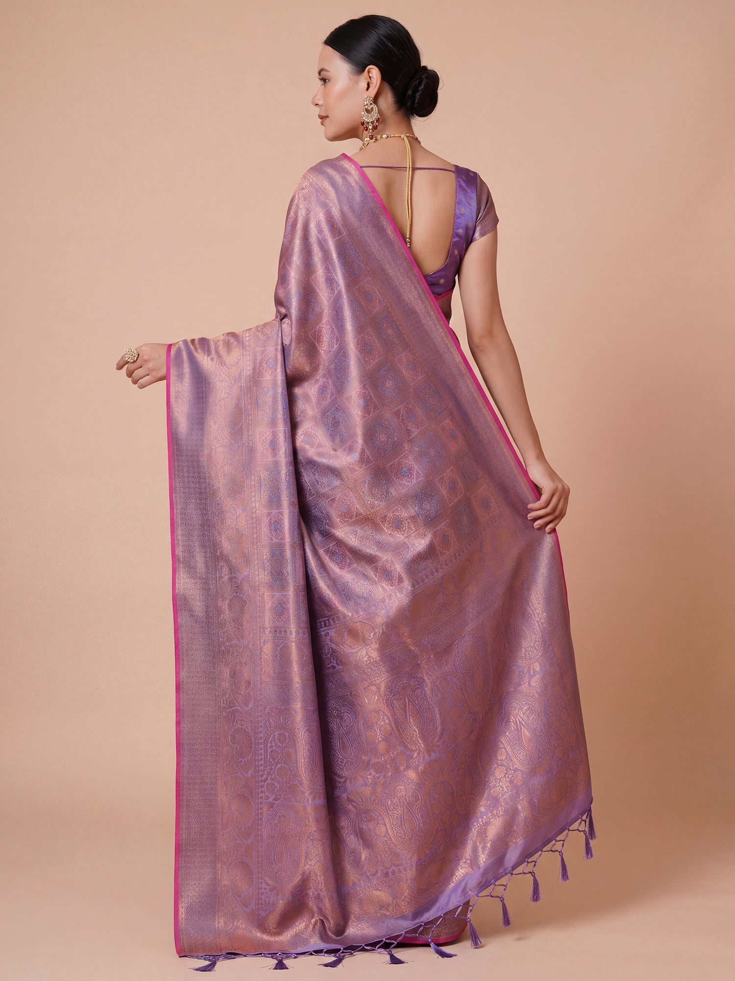 Lavender Mauve KANJEEVARAM Silk Saree - Ressa