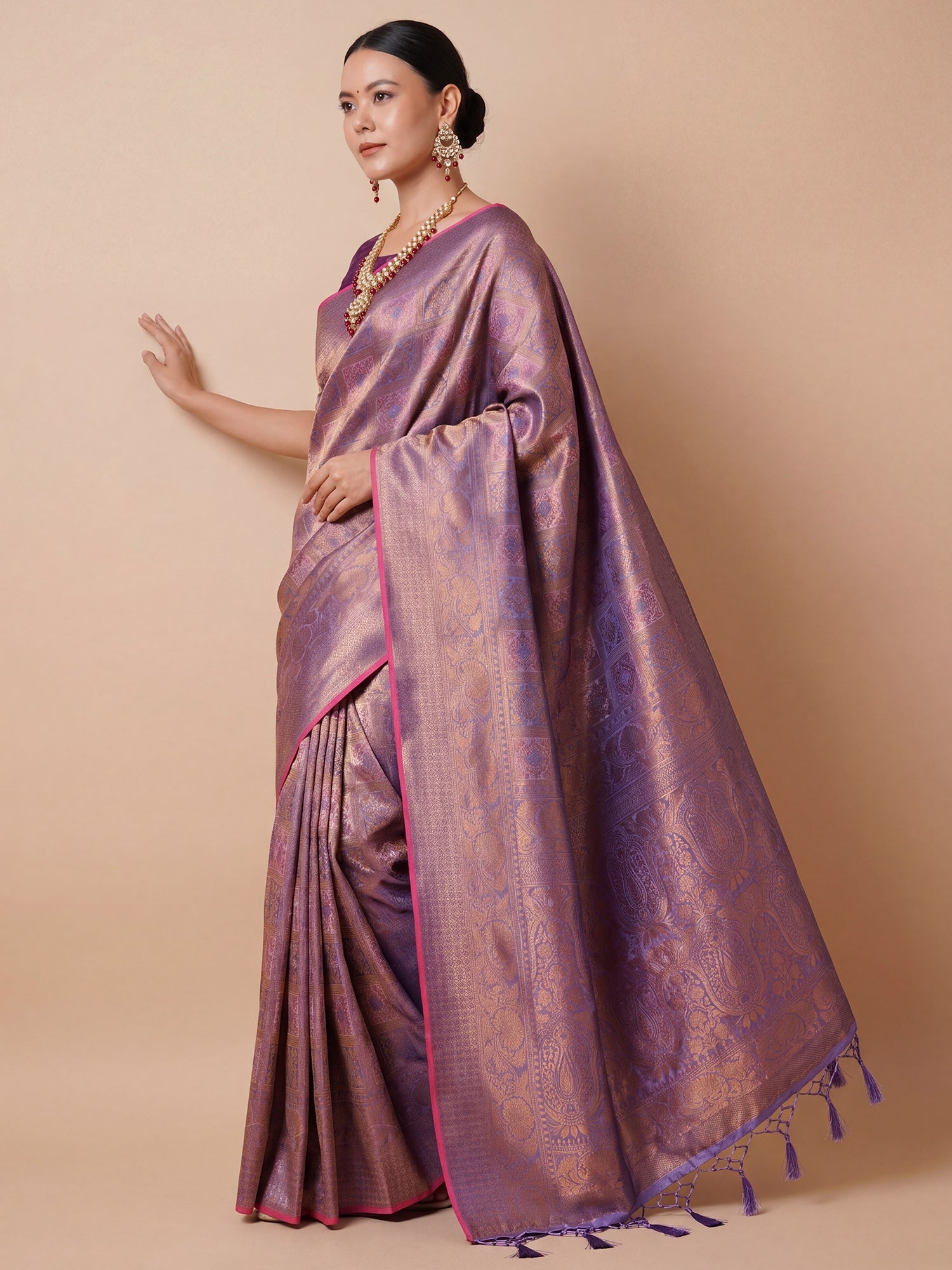 Lavender Mauve KANJEEVARAM Silk Saree - Ressa