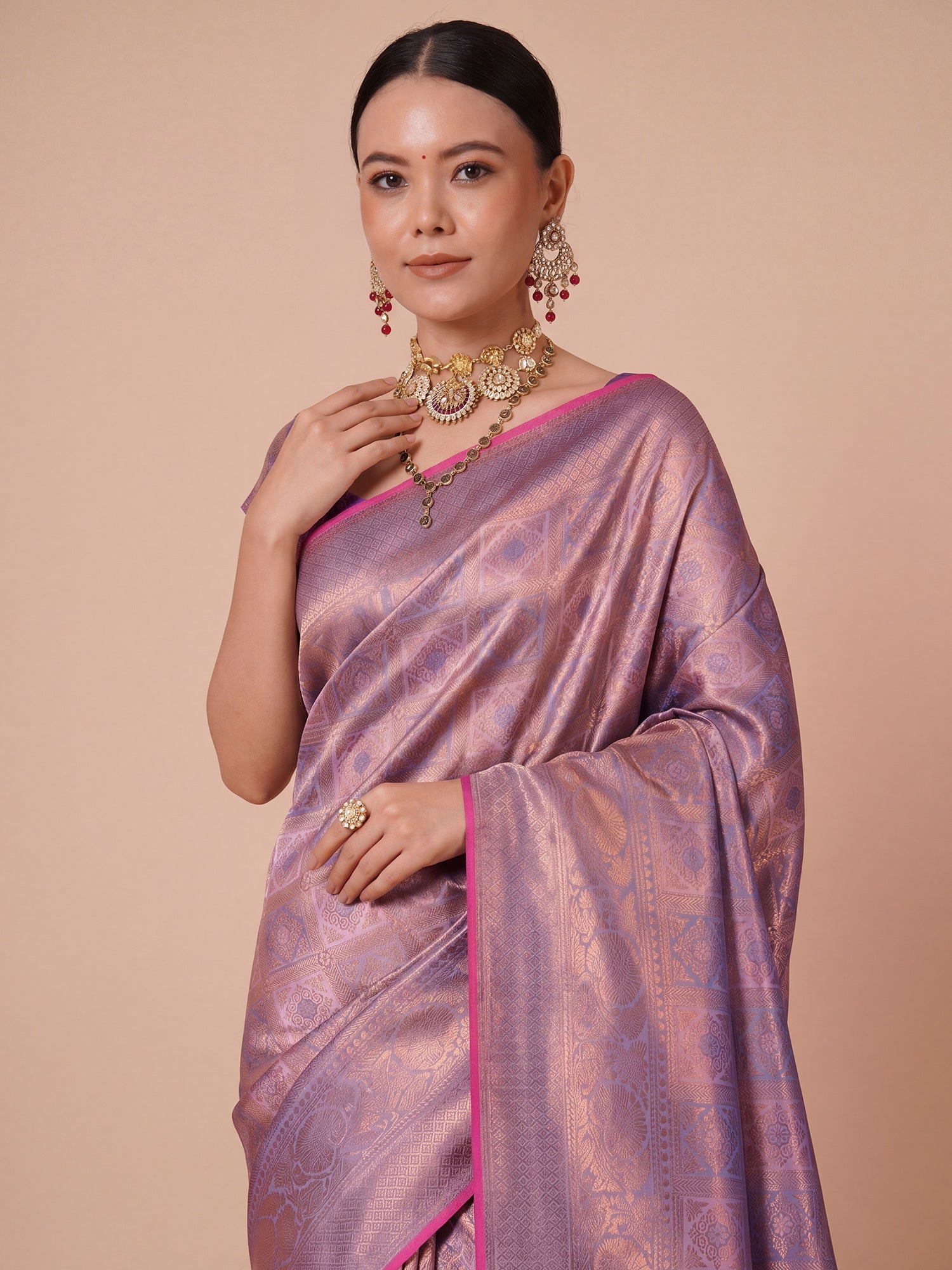 Lavender Mauve KANJEEVARAM Silk Saree - Ressa