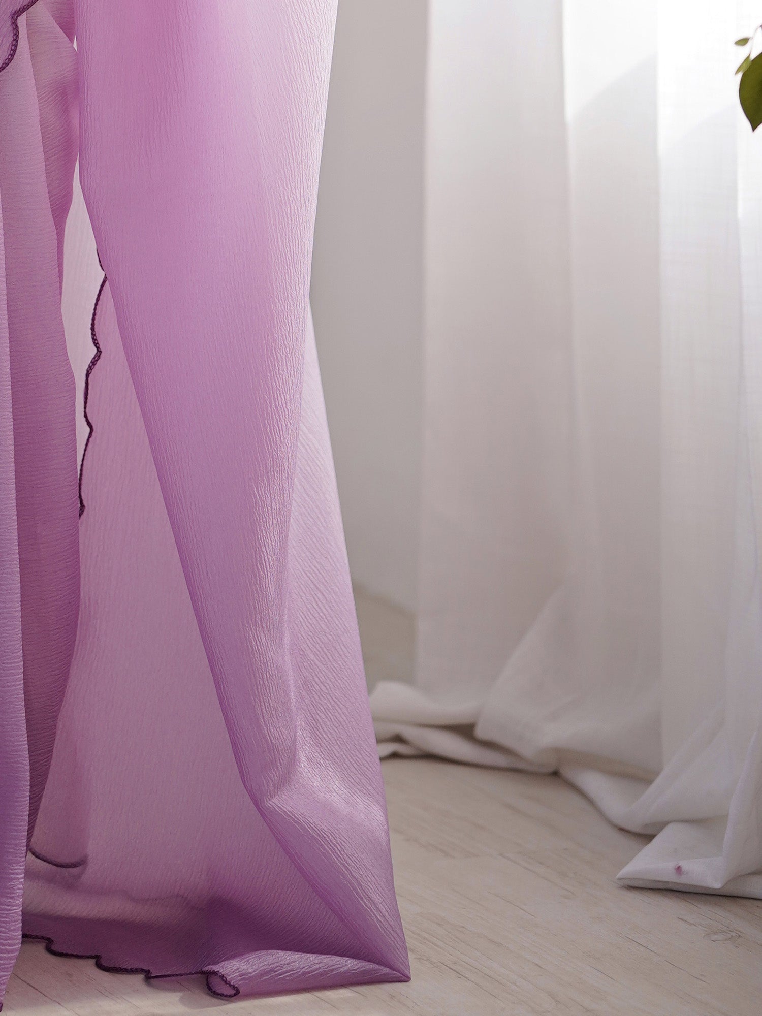 Lavender Ombre Chiffom Saree with Scallop Border - Ressa