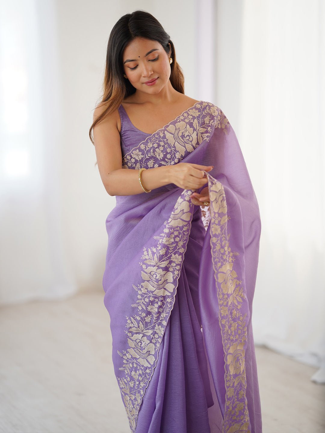 Lavender Organza Saree - Ressa