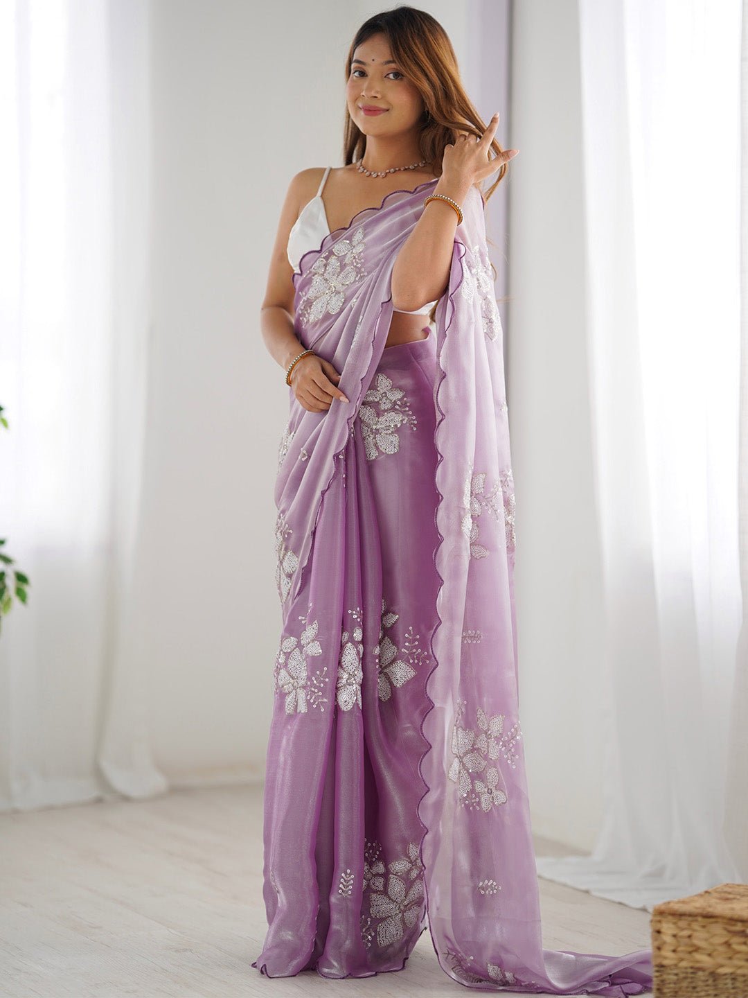 Lavender Organza Saree - Ressa
