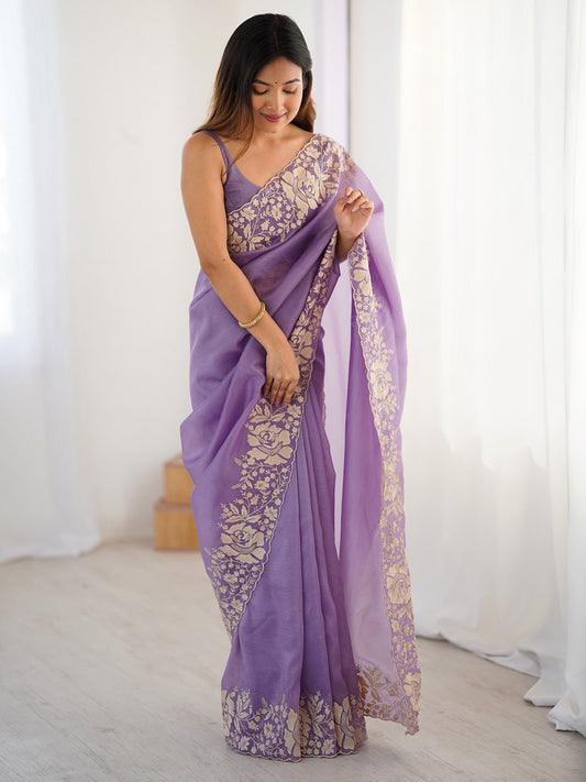 Lavender Organza Saree - Ressa