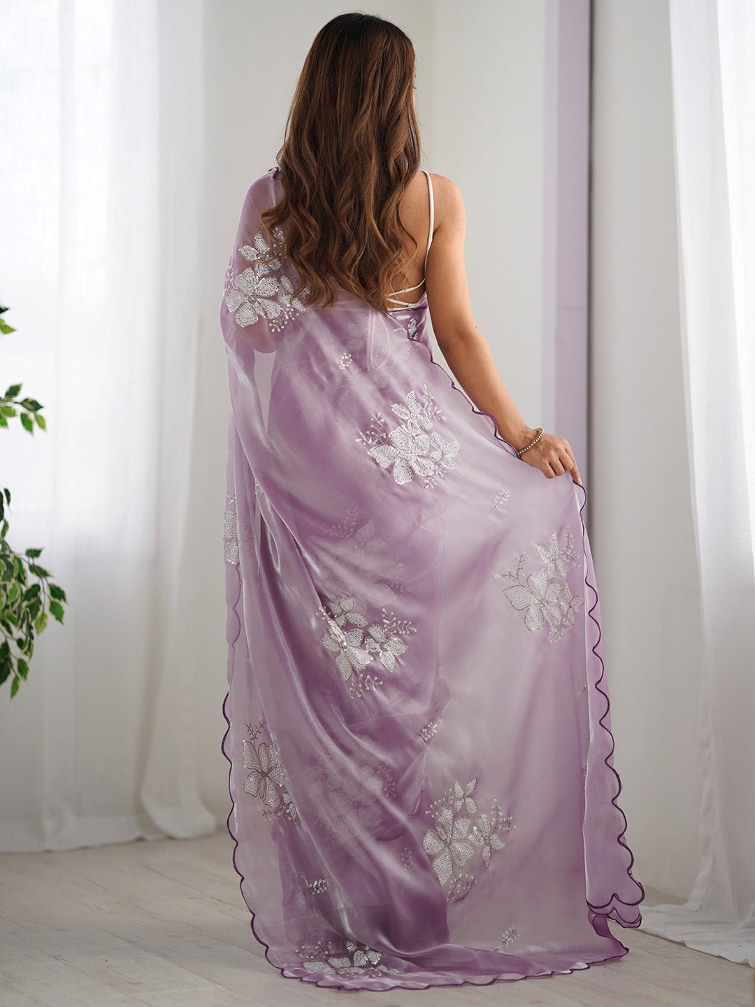 Lavender Organza Saree - Ressa