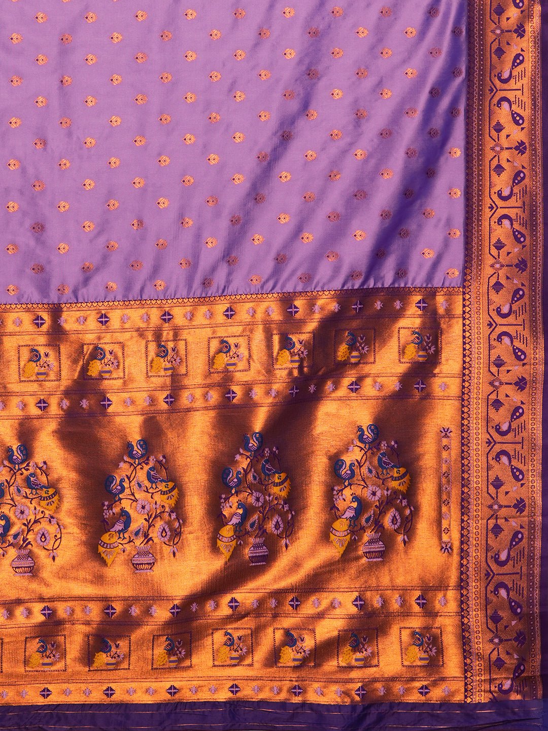 Lavender Paithani Silk Saree with Zari Border - Ressa