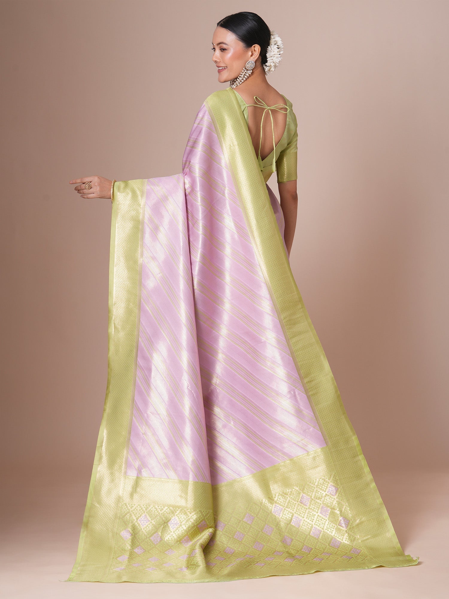 Lavender Puer Silk Banarasi Saree - Ressa