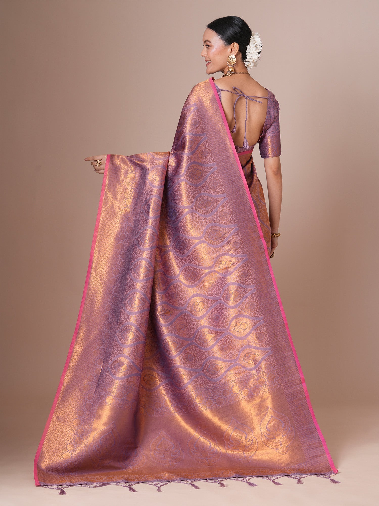 Lavender Purple Kanjeevaram Saree - Ressa