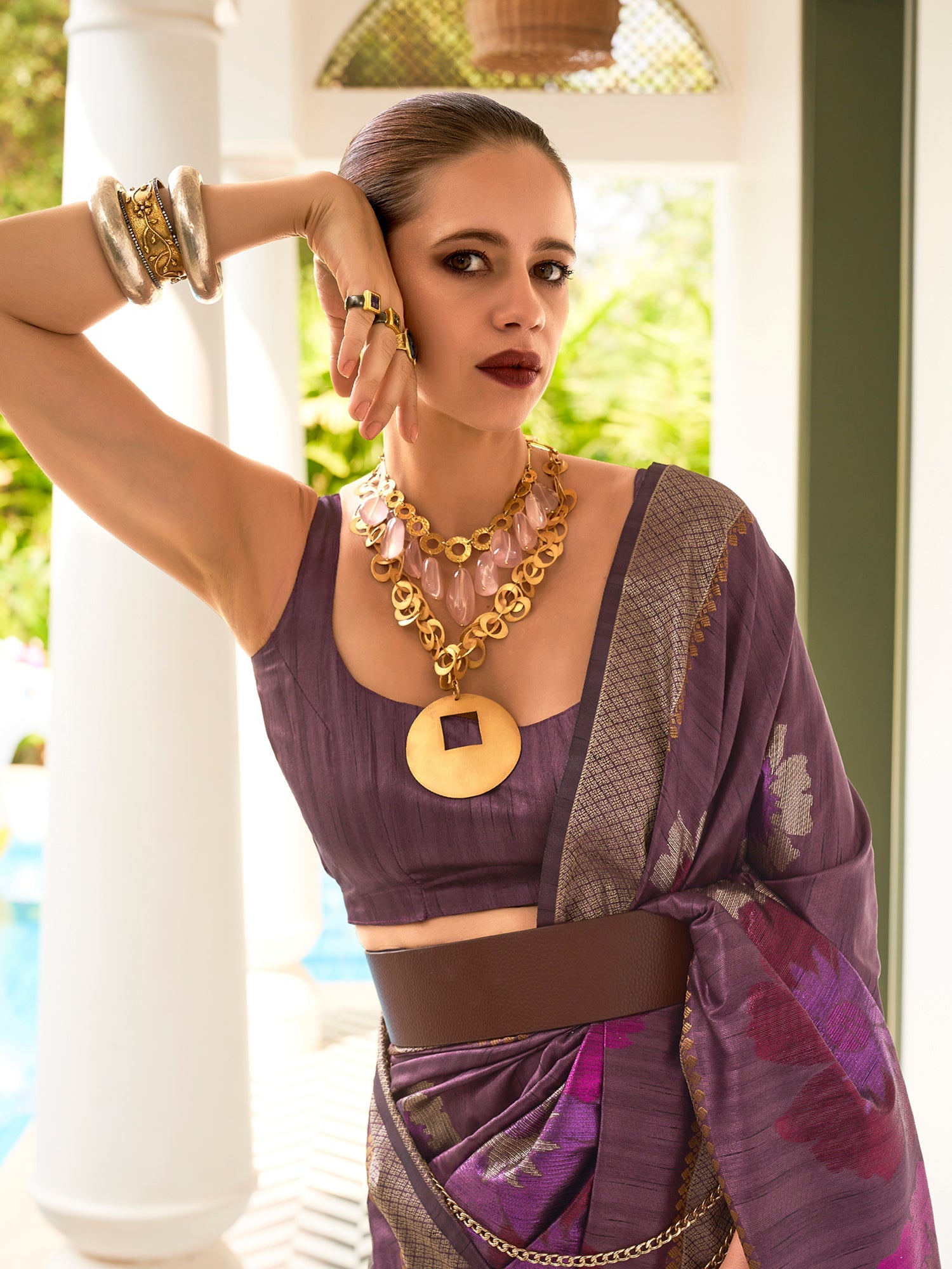 Lavender Silk Blend Banarasi Saree - Ressa
