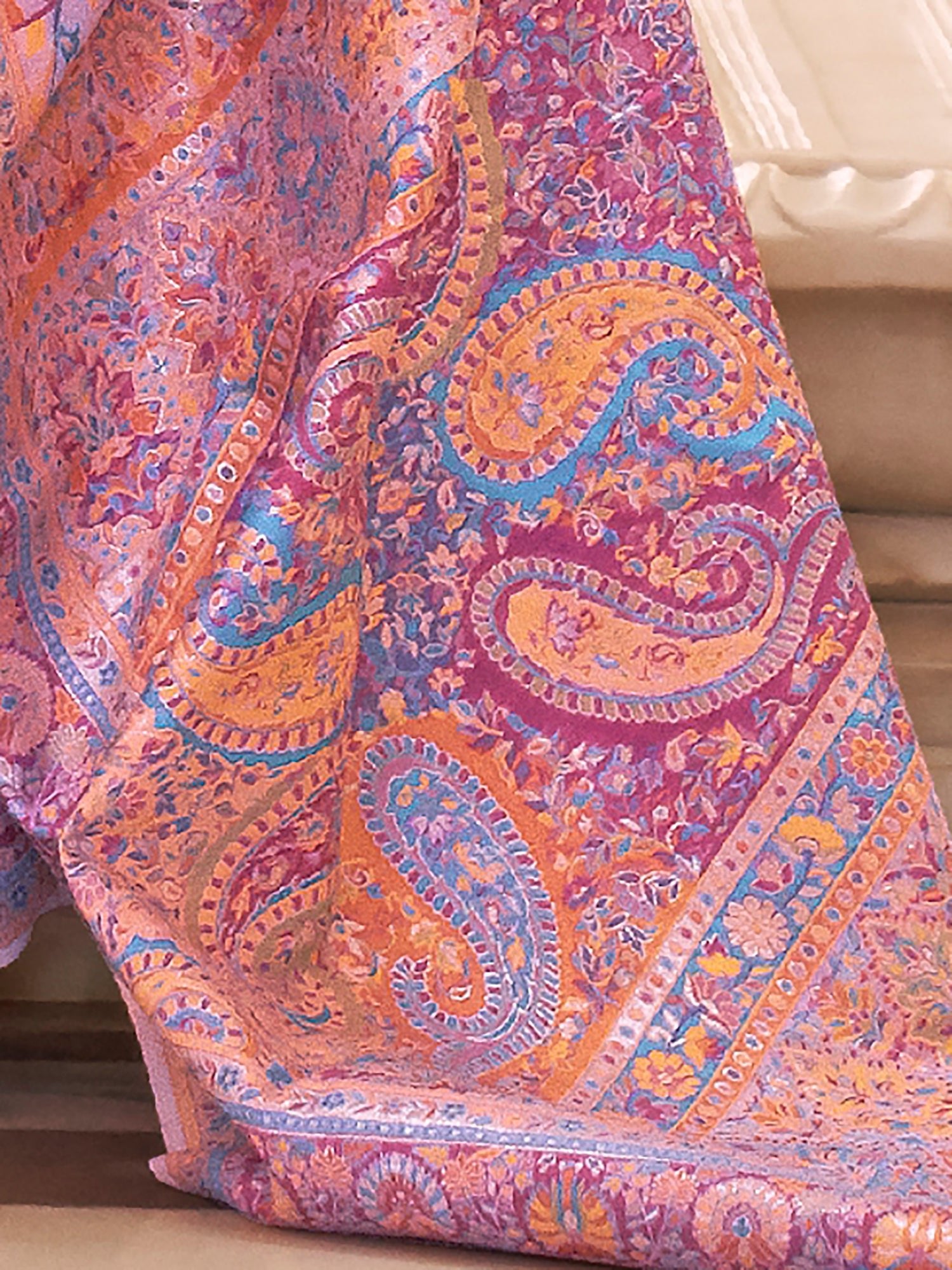 Lavender Silk Blend Heritage Floral Weave Saree - Ressa