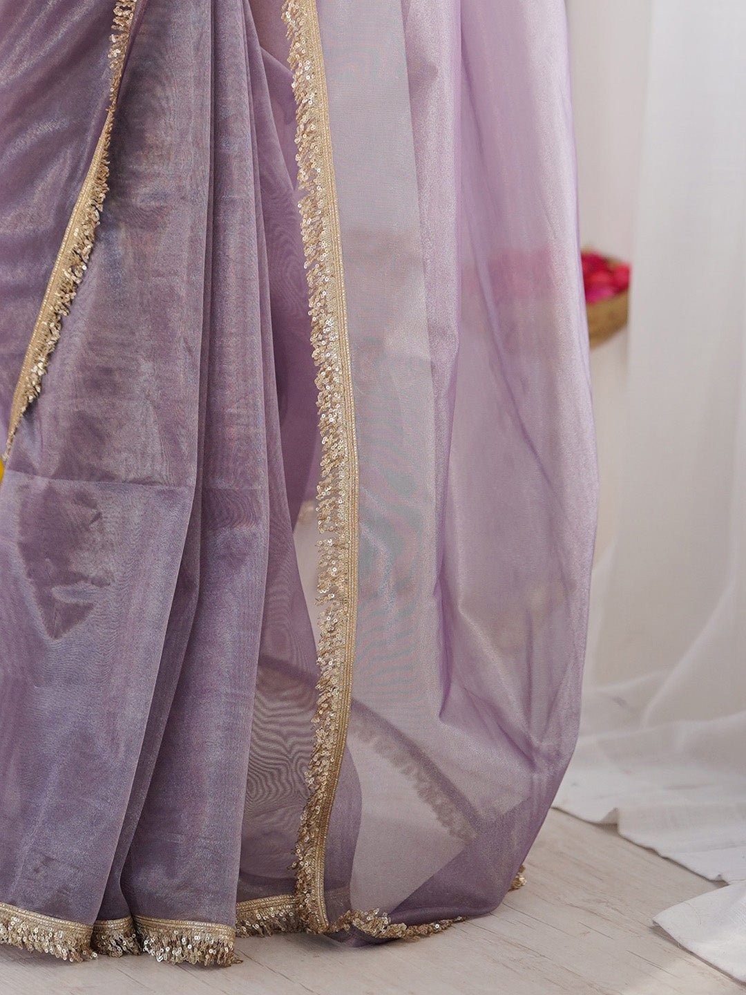 Lavender Solid Organza Saree - Ressa