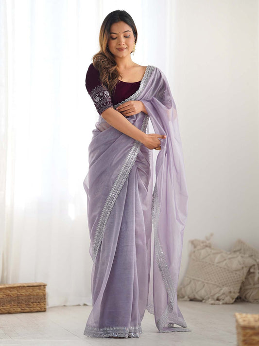 Lavender Super Net Saree - Ressa