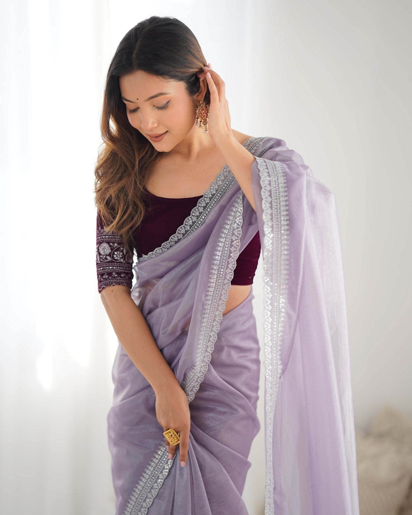 Lavender Super Net Saree - Ressa