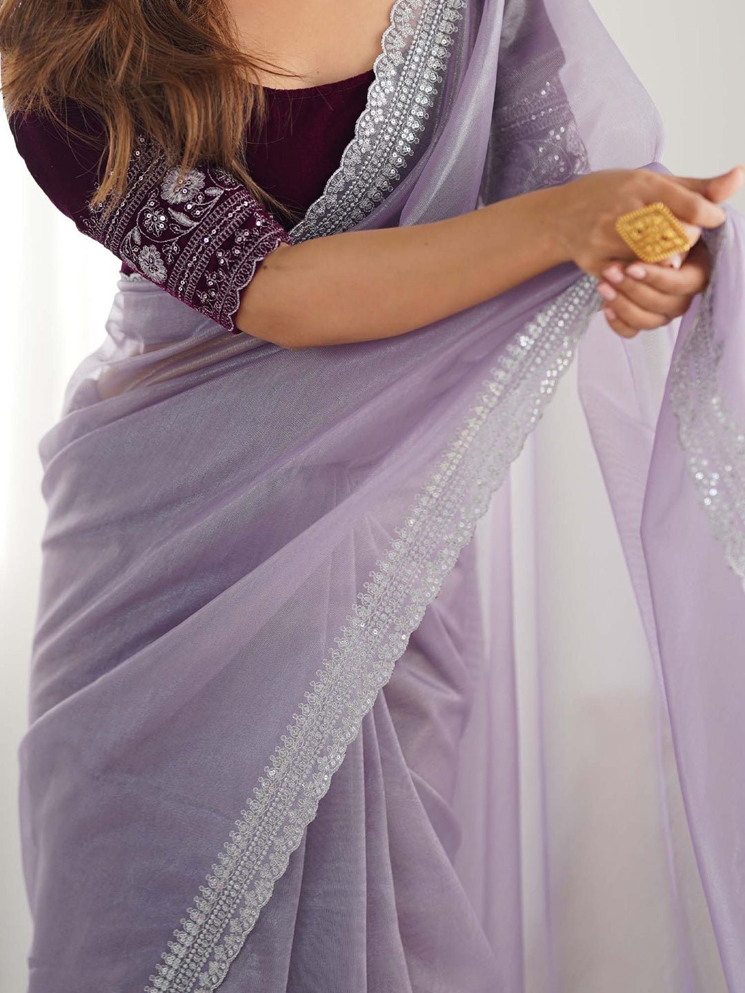 Lavender Super Net Saree - Ressa