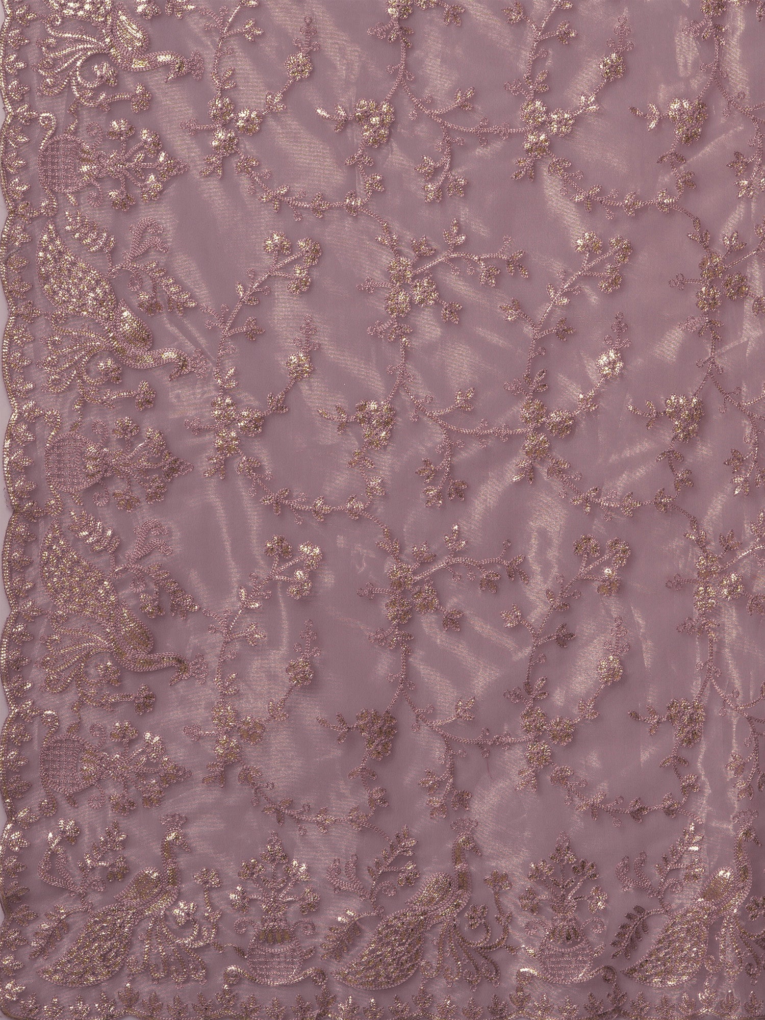 Lavender Supernet Embroidered Saree - Ressa